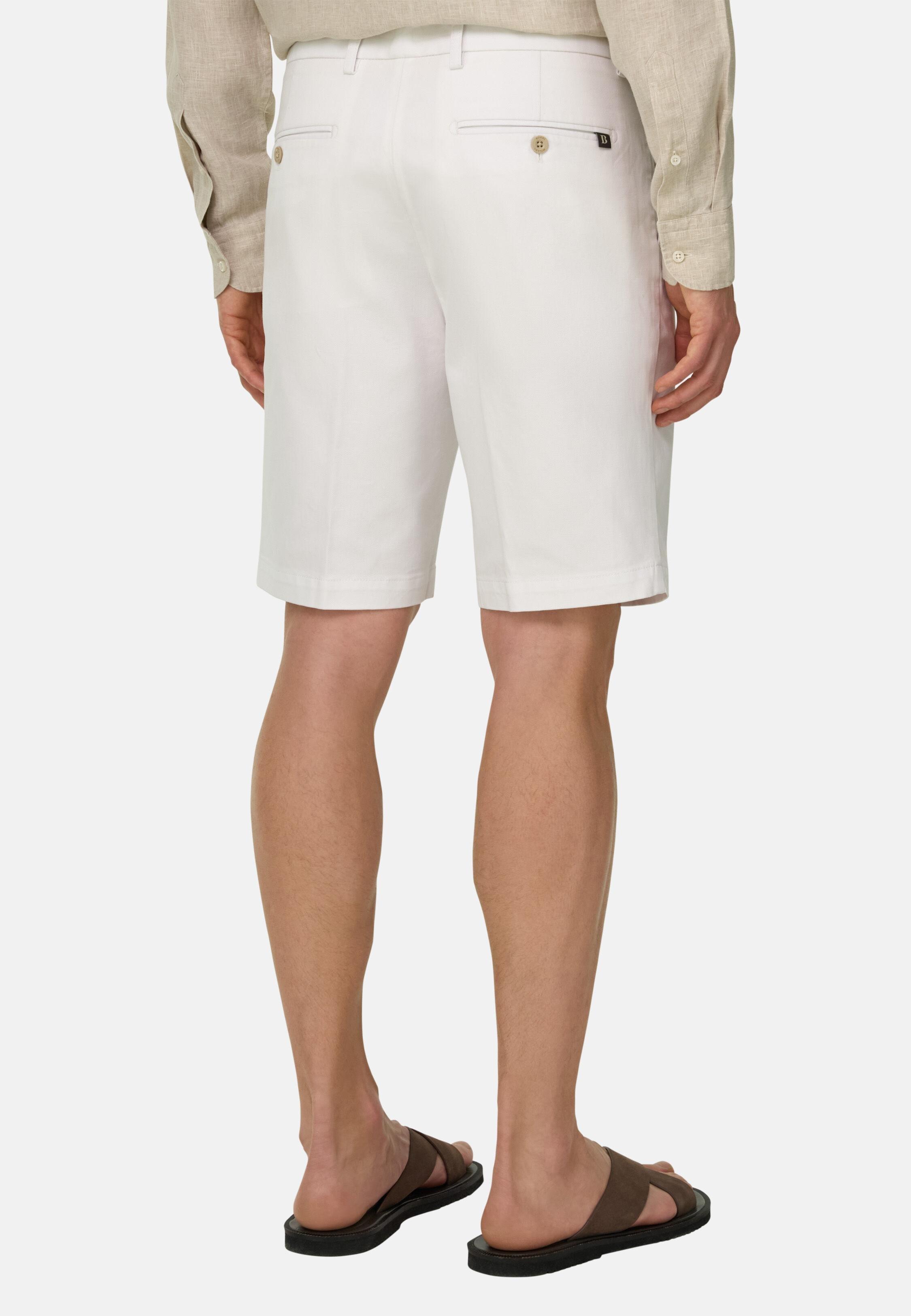 Stretch Cotton and Tencel Bermuda Shorts White, White, large image number 2
