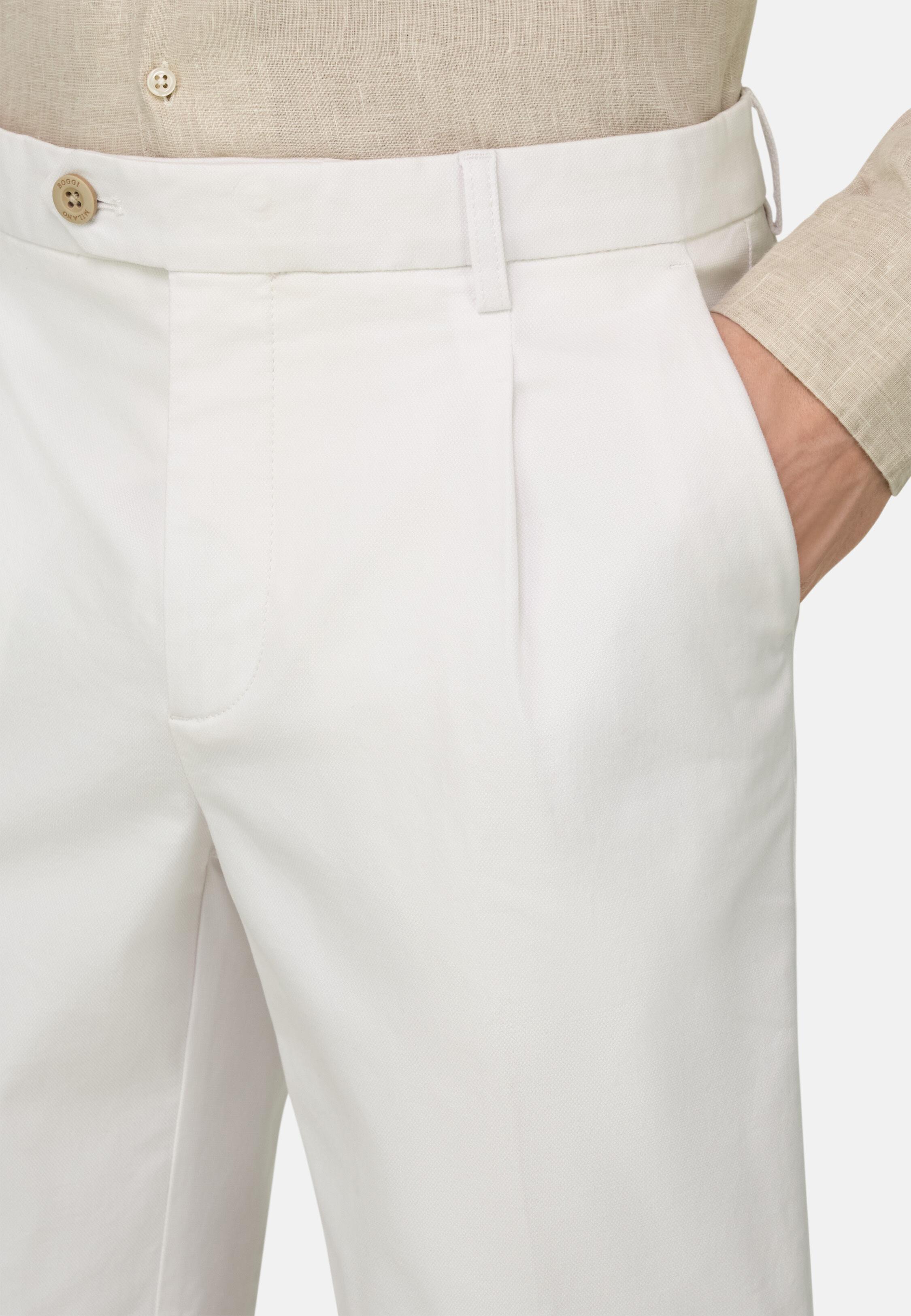 Stretch Cotton and Tencel Bermuda Shorts White, White, large image number 3