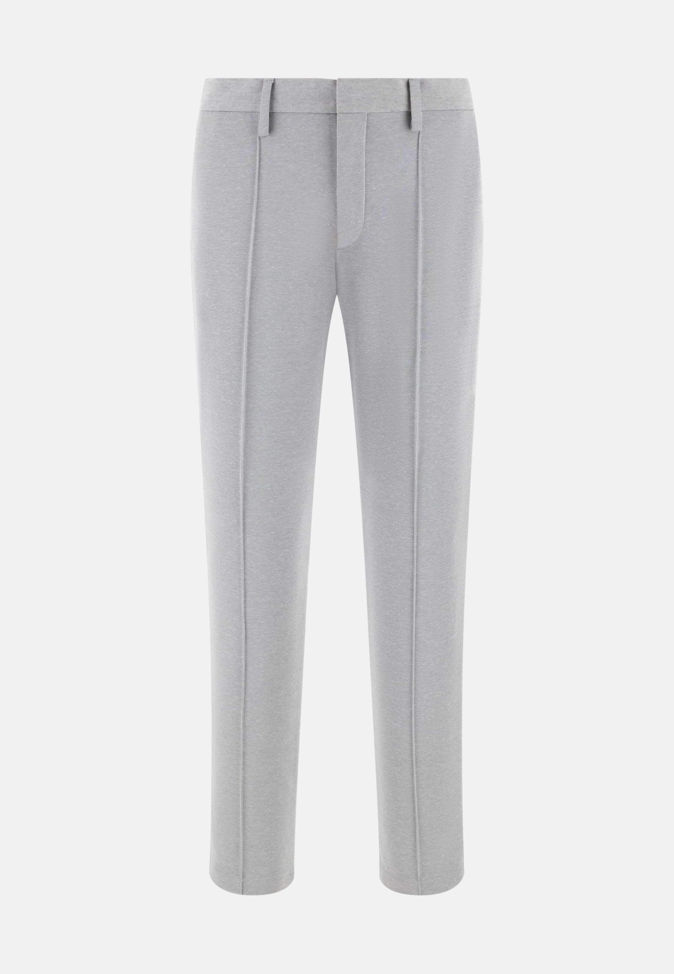 Cotton Blend Jersey Trousers Grey, 3901_GREY, large image number 4