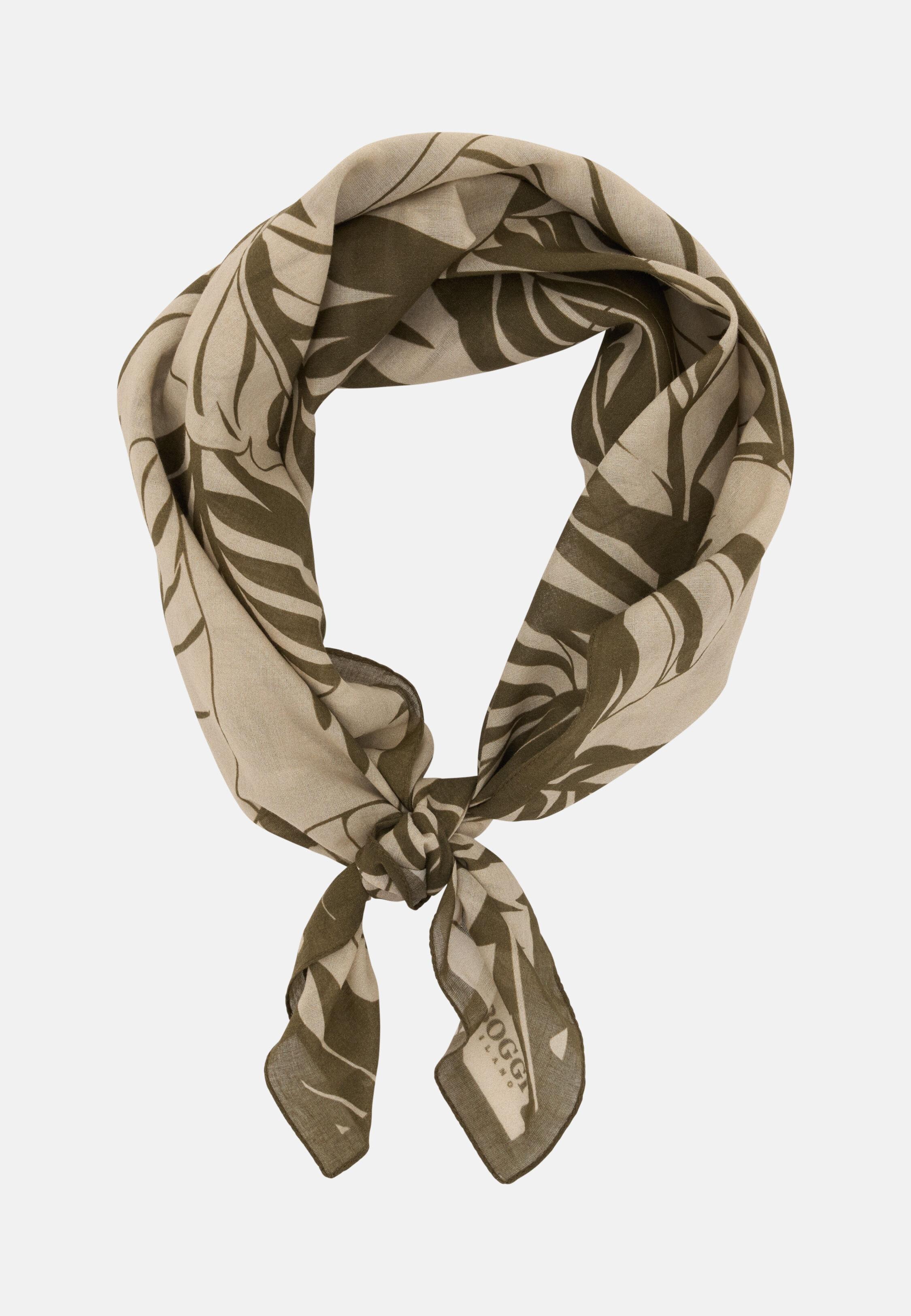 Leaf Print Cotton Bandana Taupe, 3901_TAUP, large image number 0