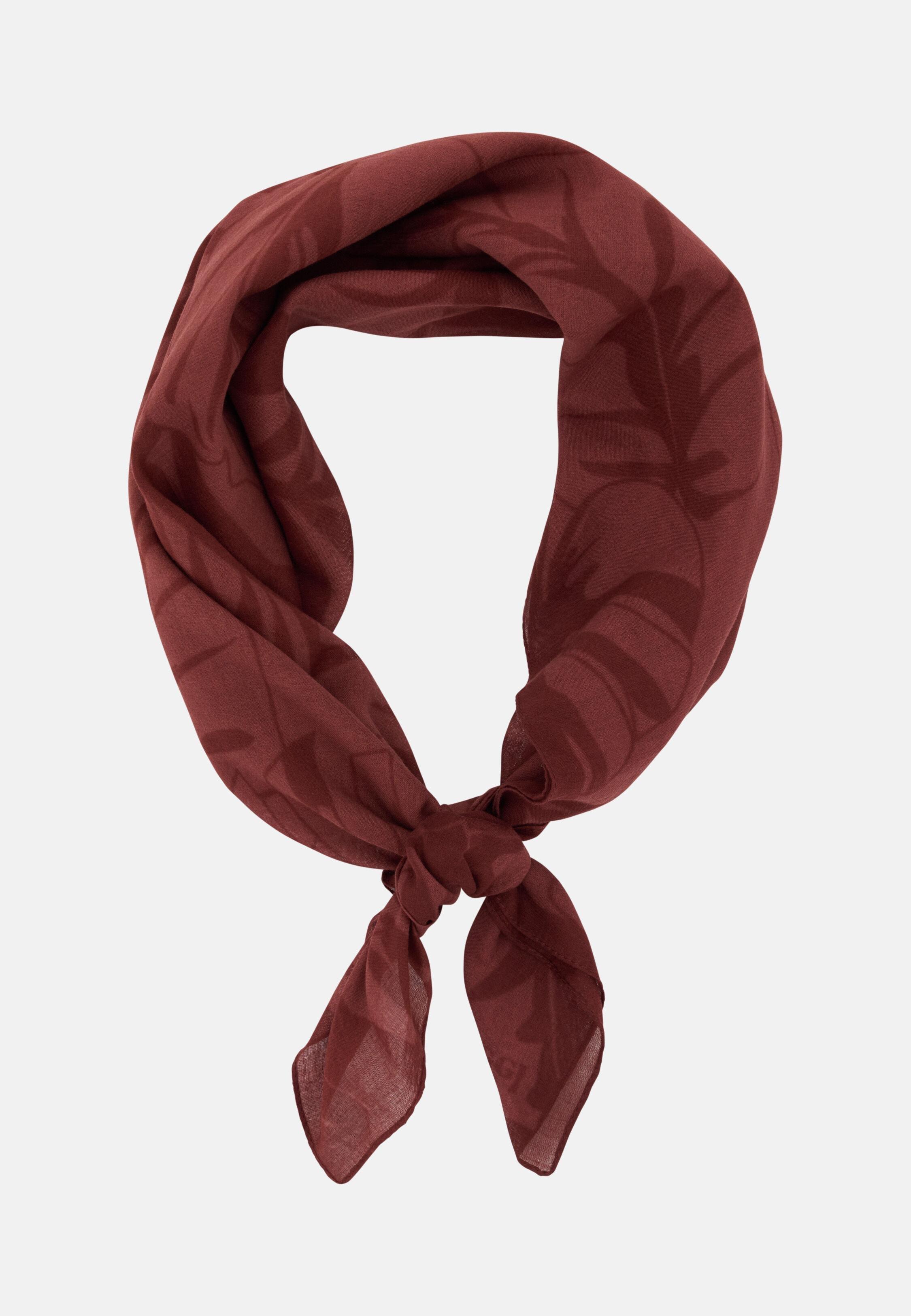 Leaf Print Cotton Bandana Burgundy, 3901_DKOR, medium