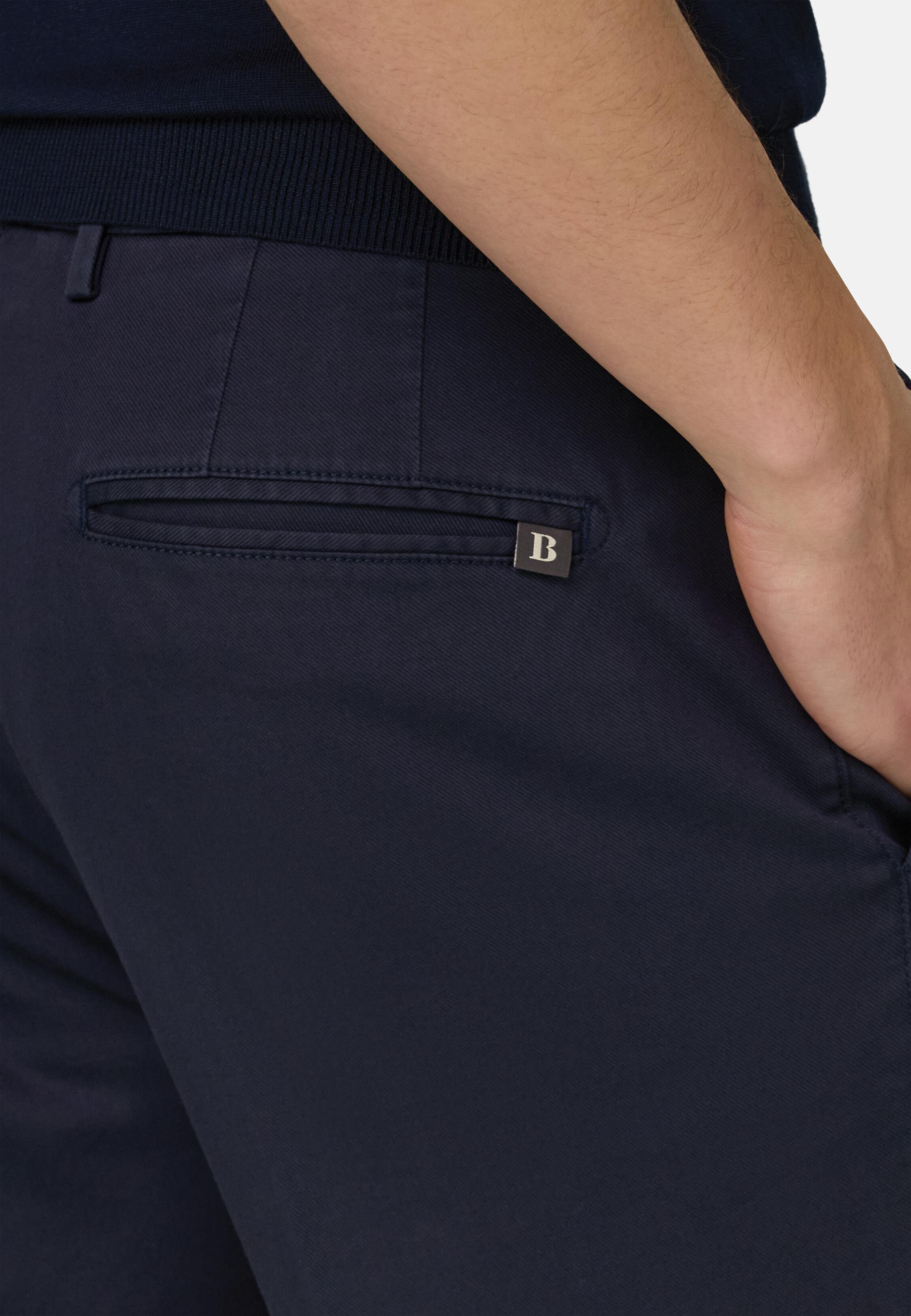 Trousers in Stretch Cotton/TENCEL, Navy Blue, Navy blue, large image number 3