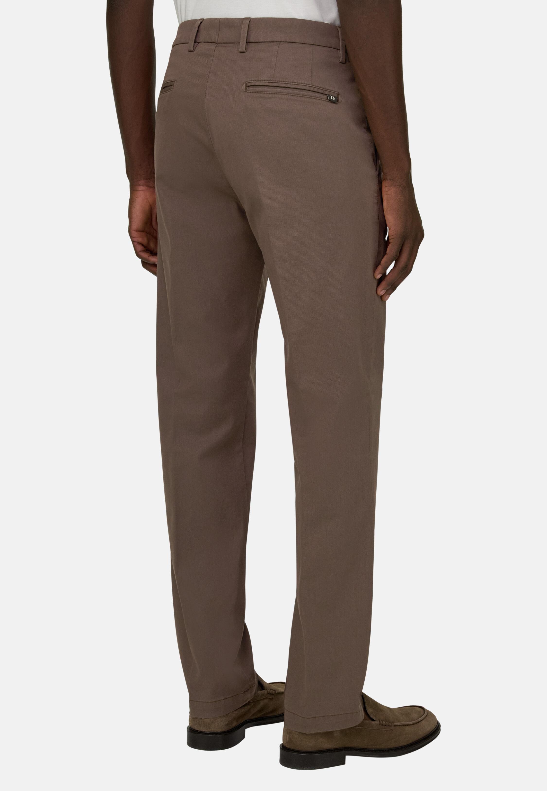 Stretch Cotton/Tencel Trousers Brown, Brown, medium