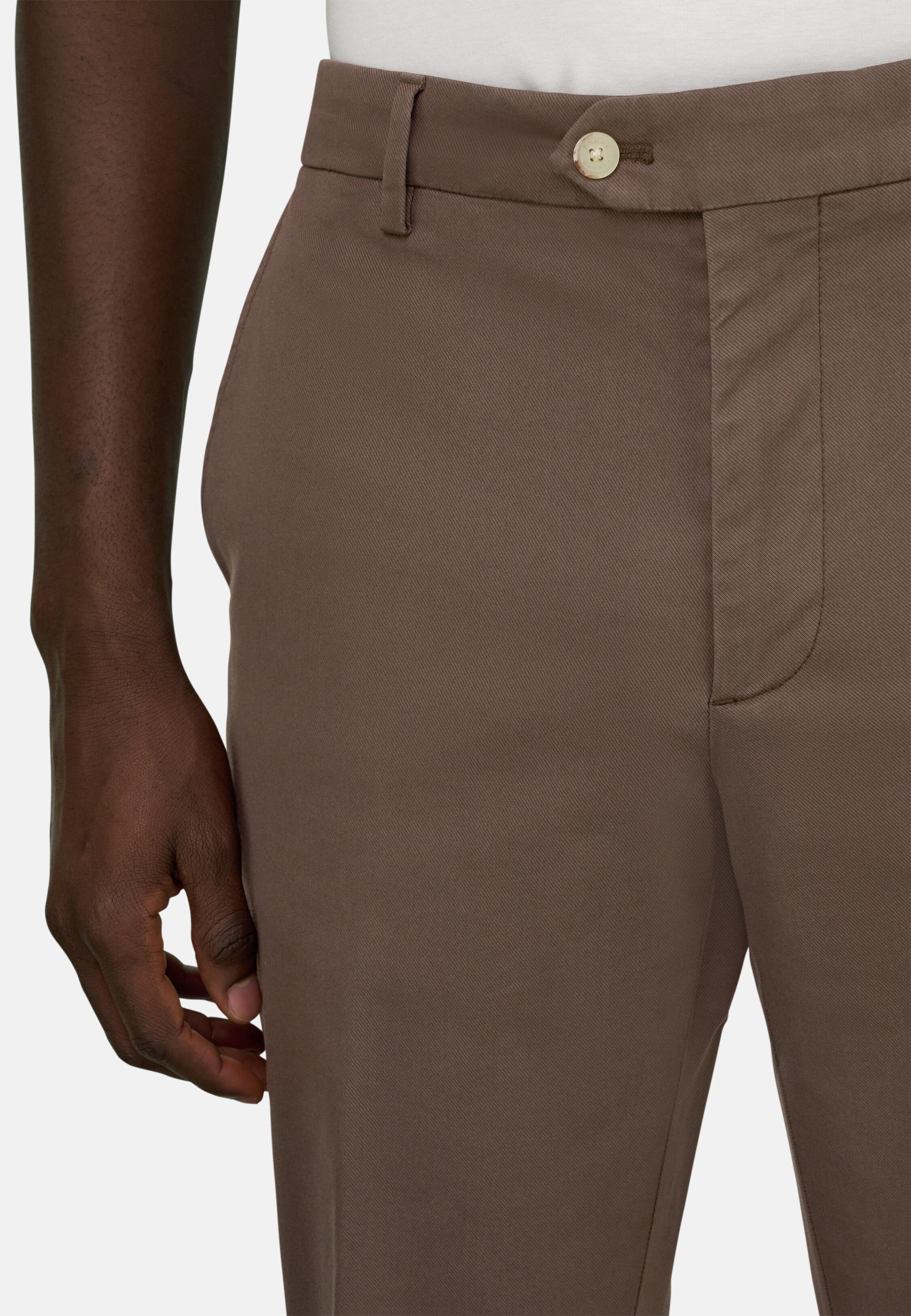 Stretch Cotton Trousers Brown, 3901_BROW, large image number 3