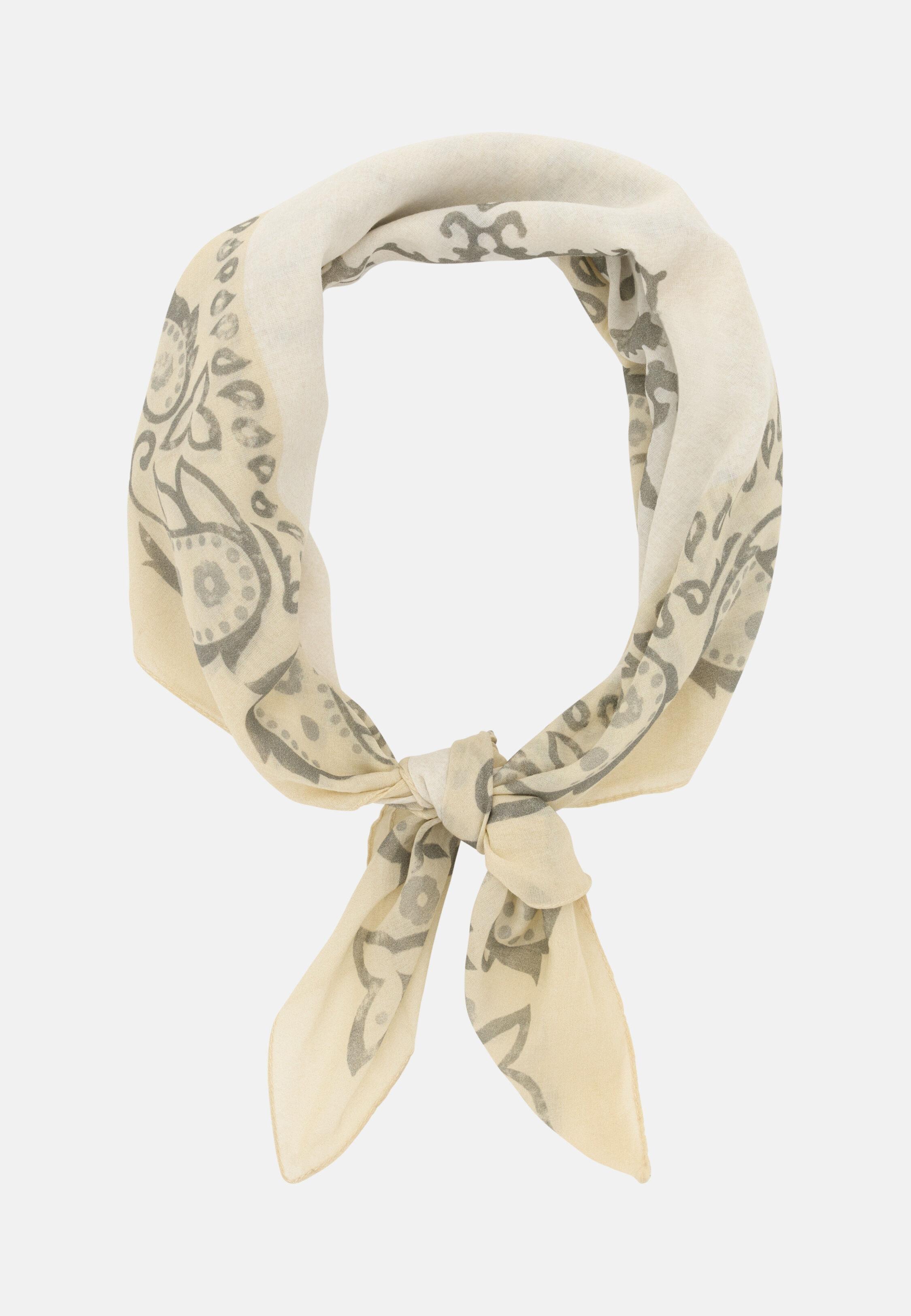 Paisley Print Cotton Bandana Cream, Cream, large