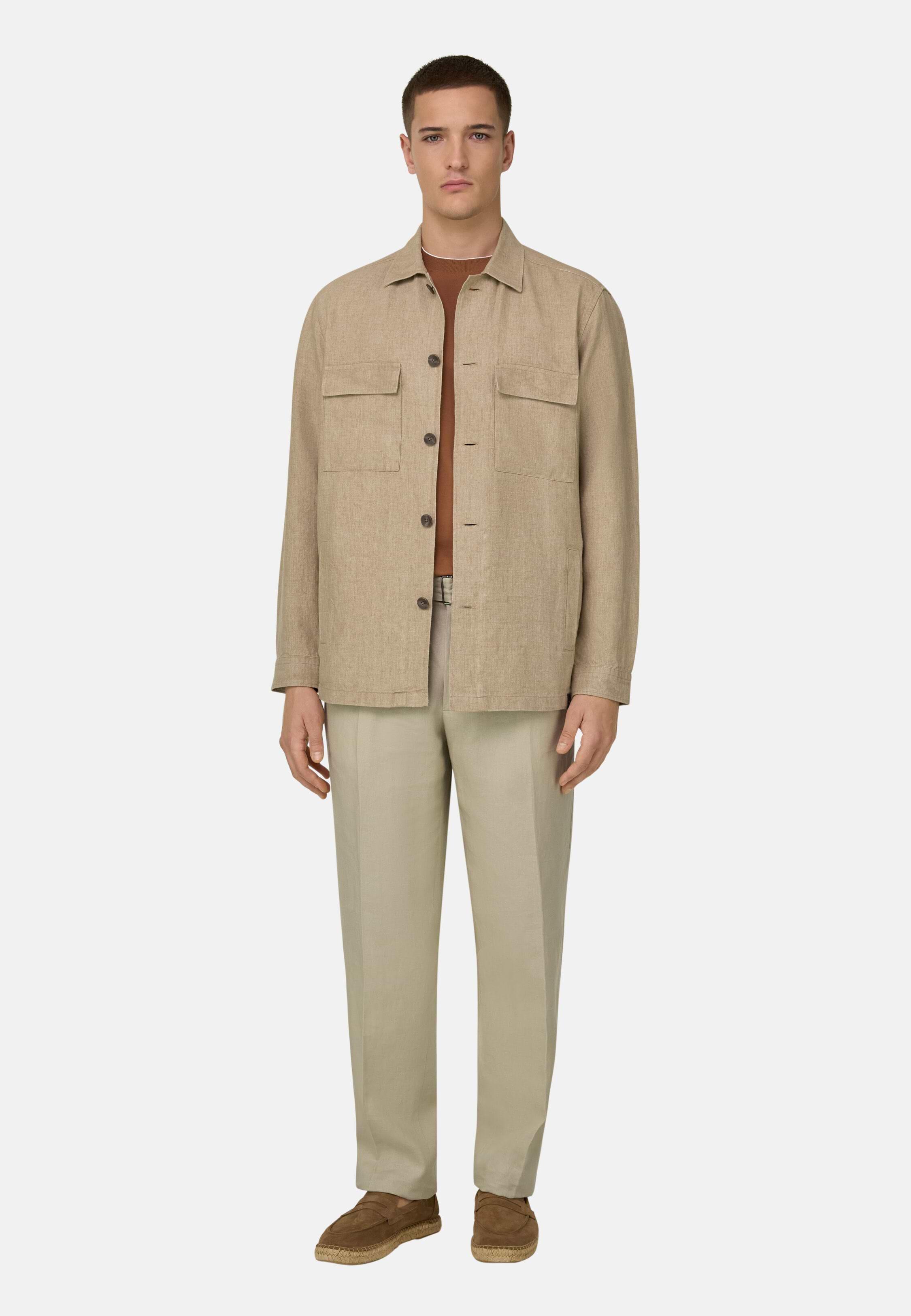 جاكيت قميص من كتان مغسول بيج, Beige, large image number 6