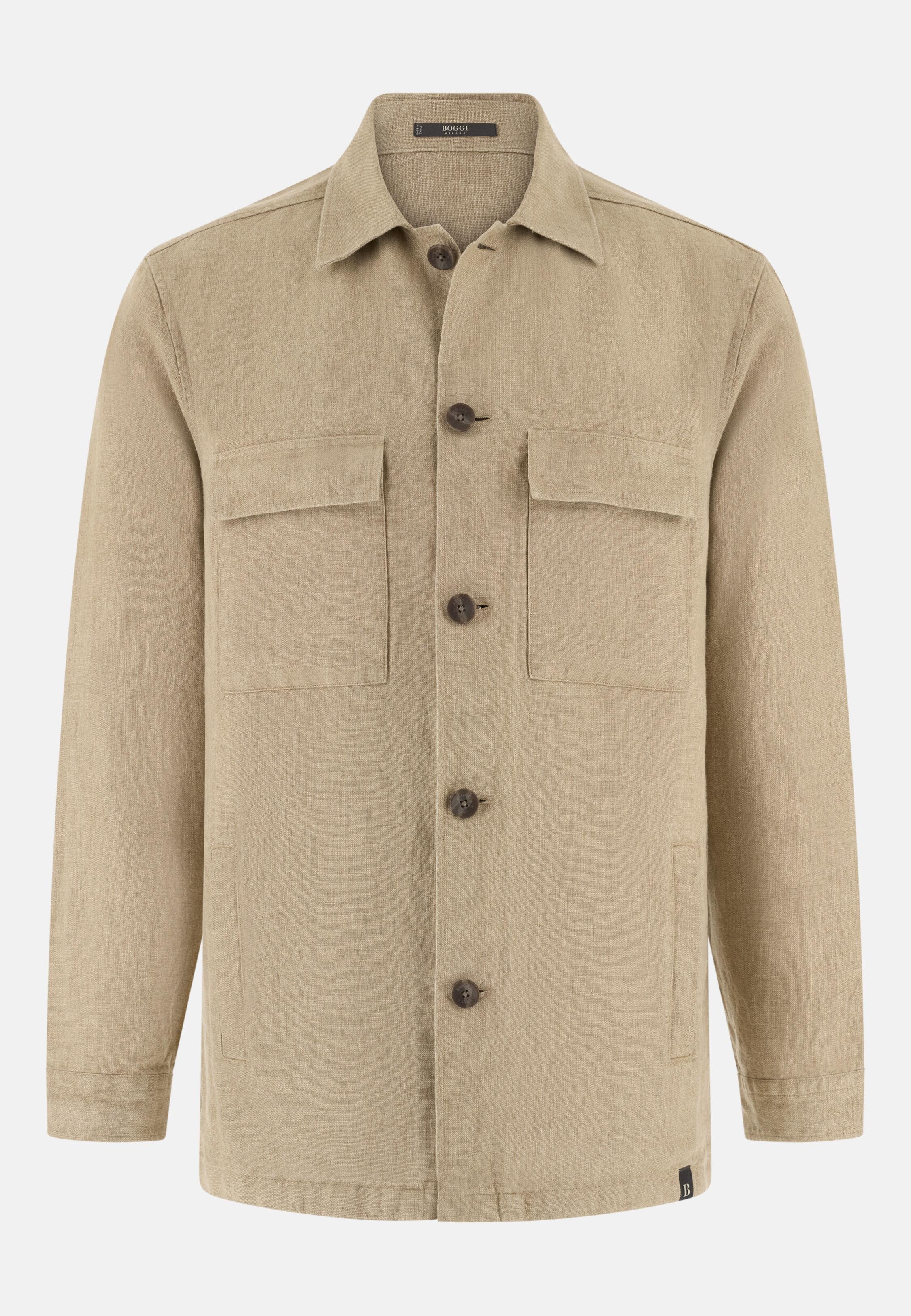 جاكيت قميص من كتان مغسول بيج, Beige, large image number 7