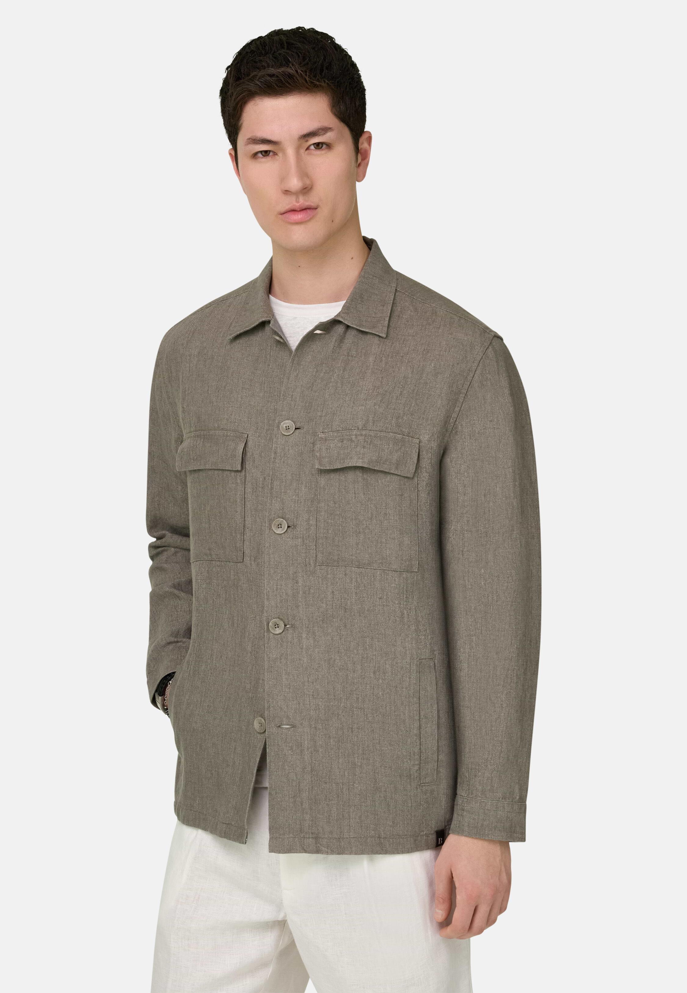 Link Shirt Jacket In Pure Washed Linen Green, 3901_LTGN, medium