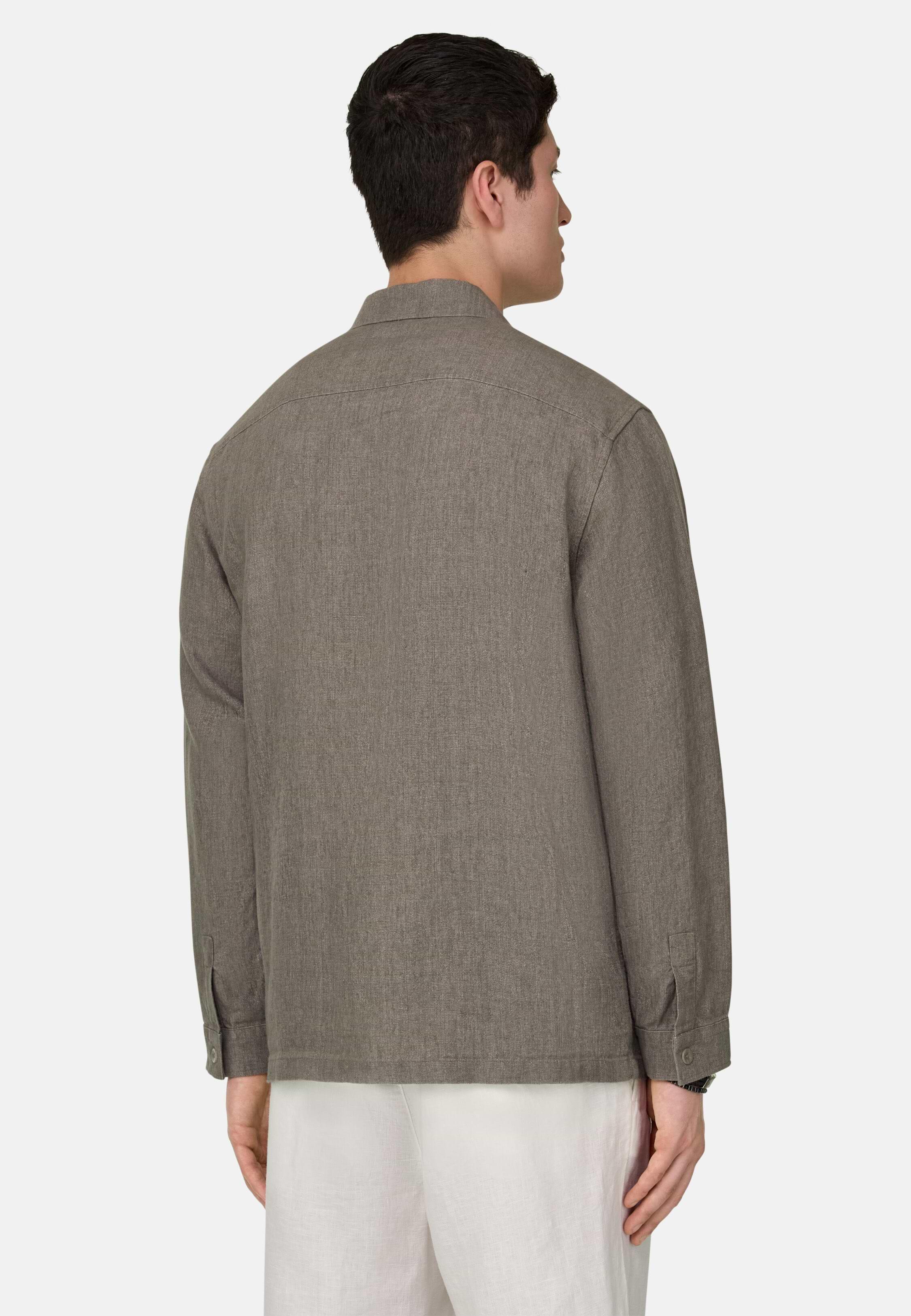 Link Shirt Jacket In Pure Washed Linen Green, 3901_LTGN, medium