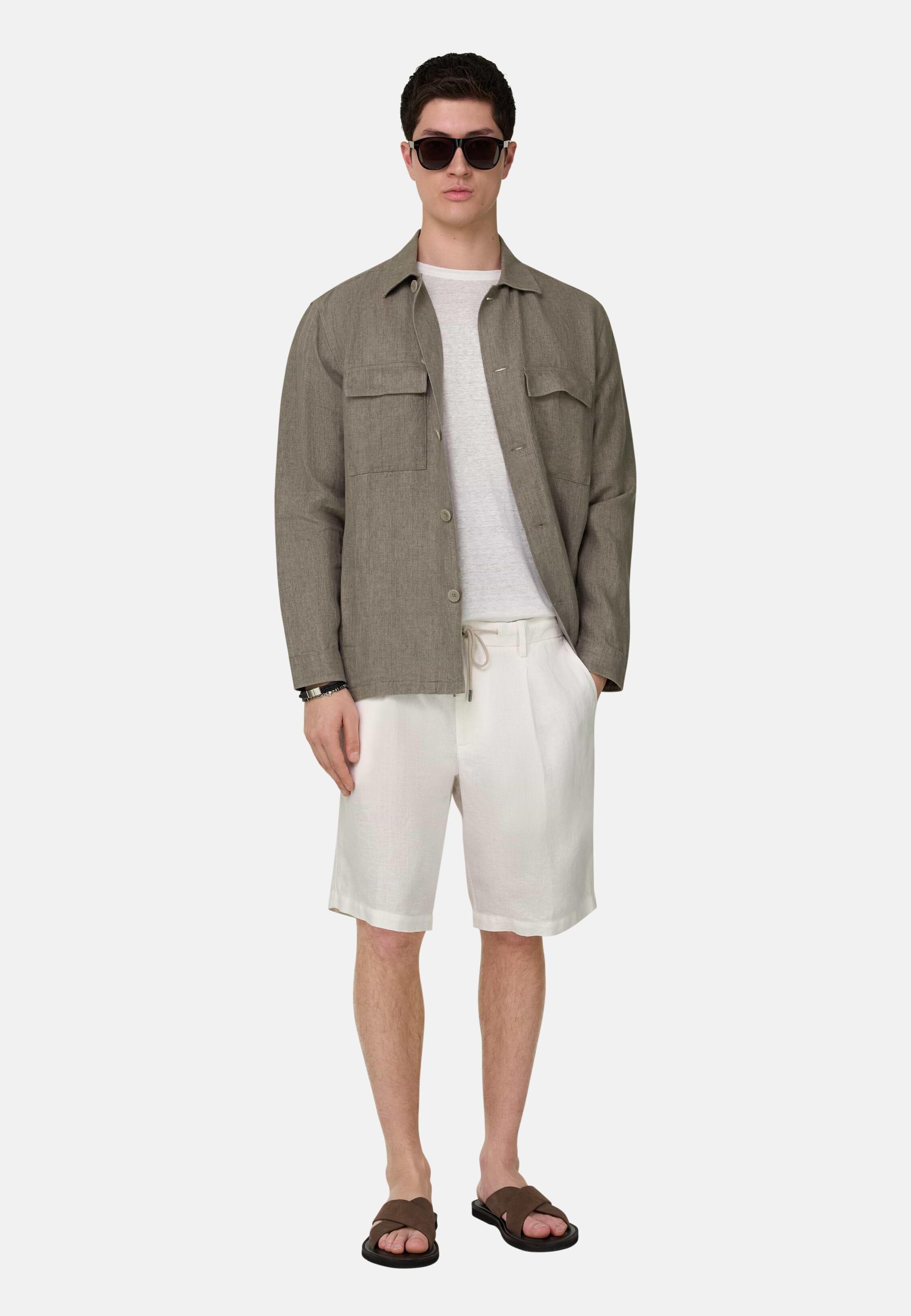 Link Shirt Jacket In Pure Washed Linen Green, 3901_LTGN, medium