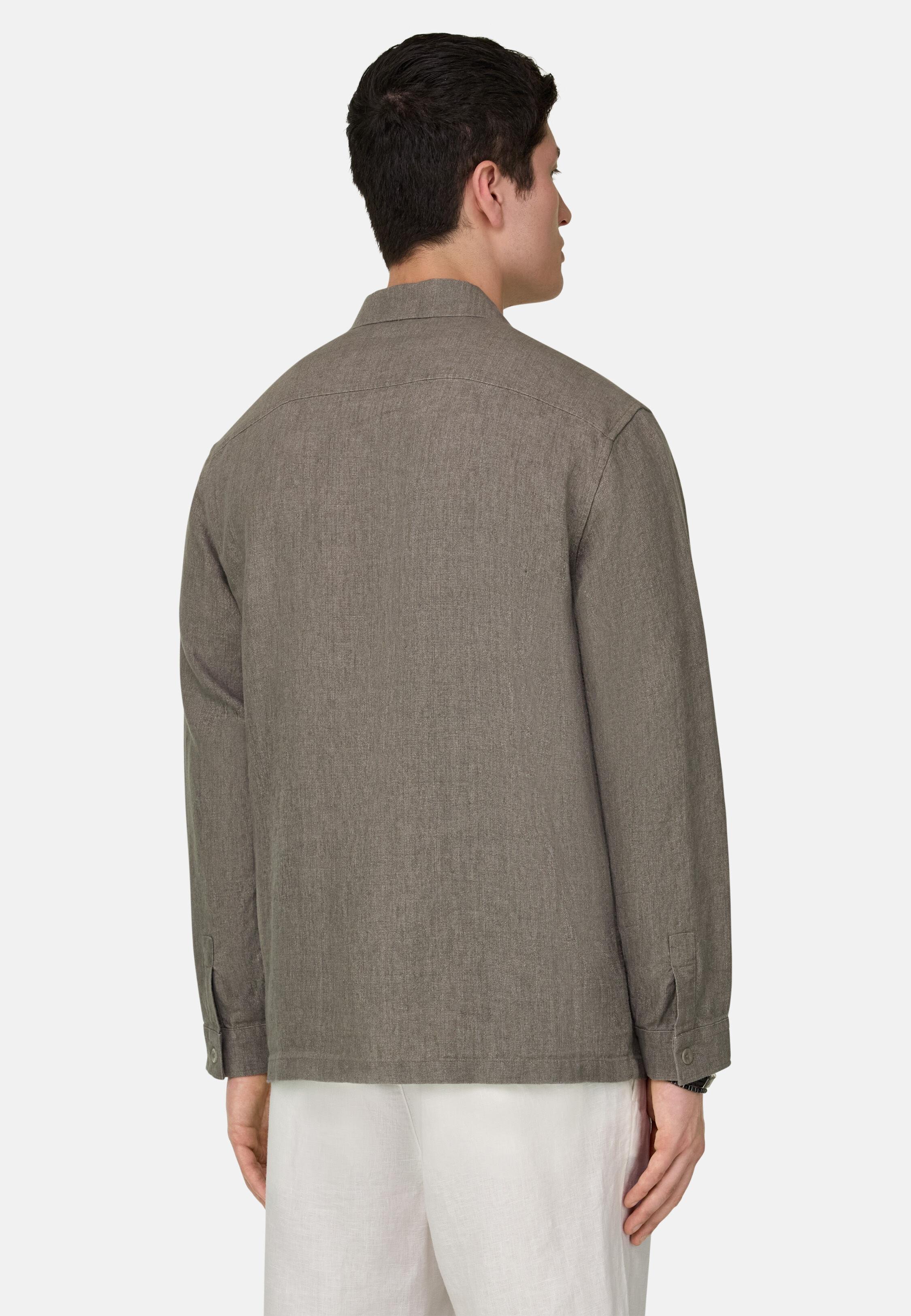 Link Shirt Jacket in Pure Washed Linen Light Green, Light Green, large image number 3