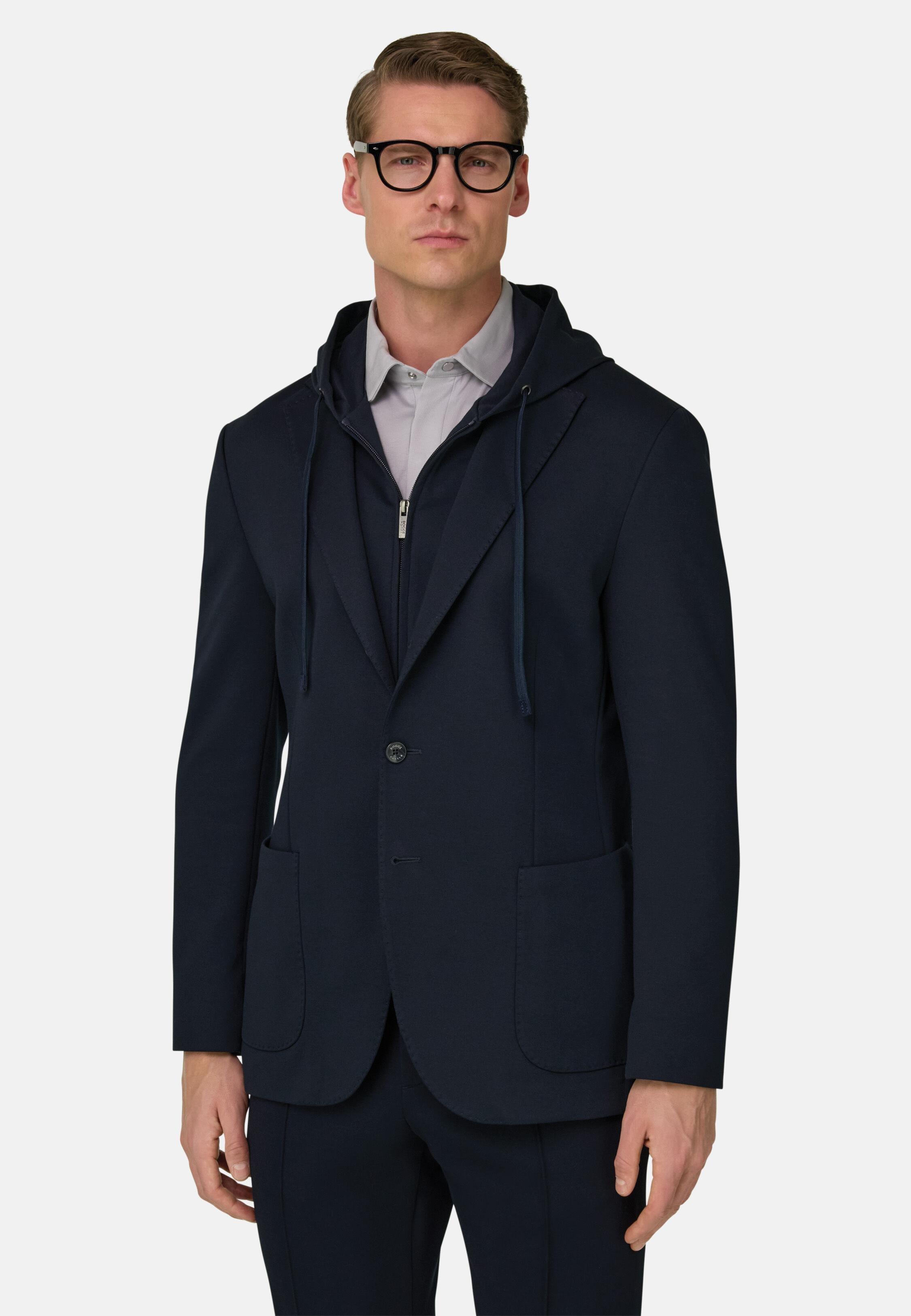 Madison Sweatshirt Jacket In A Stretch Cotton Blend Blue, 3901_NAVY, medium