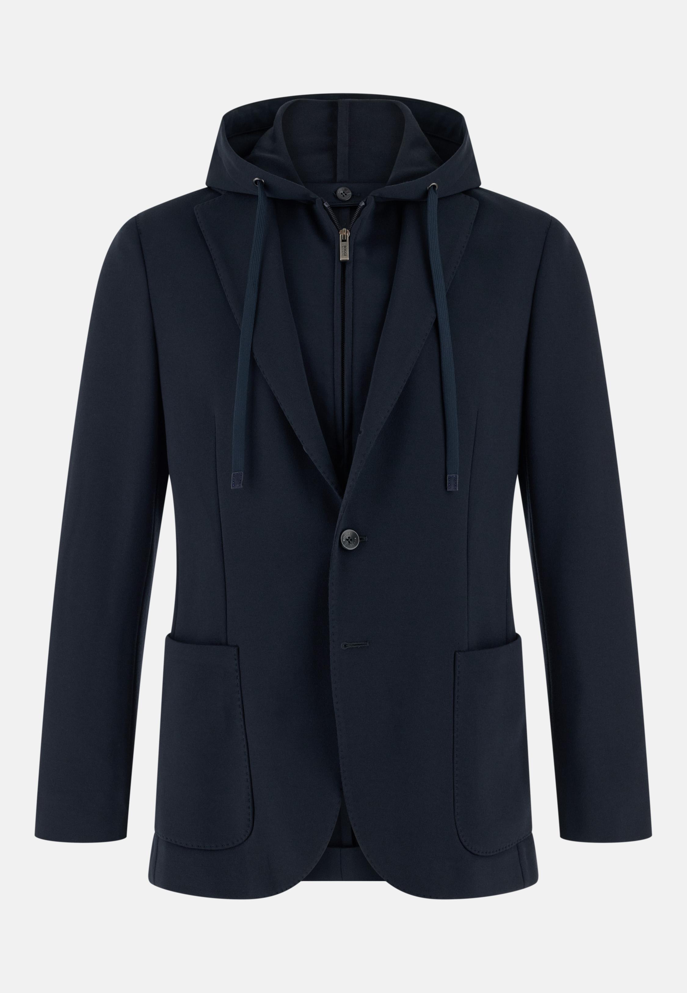 Madison Sweatshirt Jacket In A Stretch Cotton Blend Blue, 3901_NAVY, large image number 3