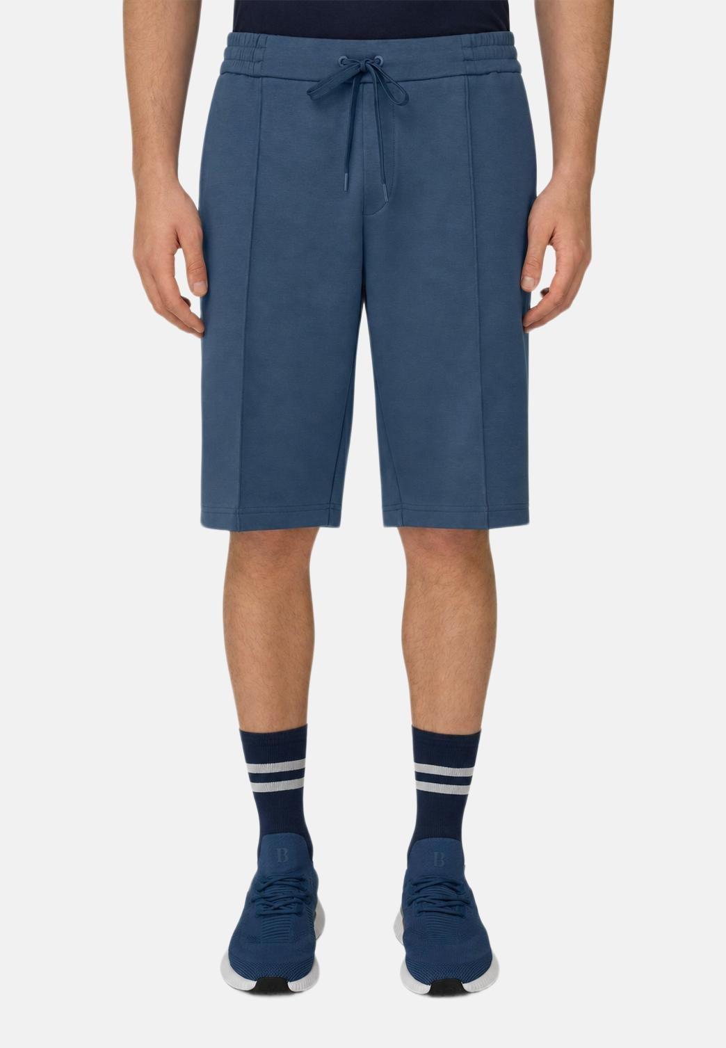 Bermuda Shorts in Lightweight Cotton Blend Scuba, Air-Blue, Air-blue, medium