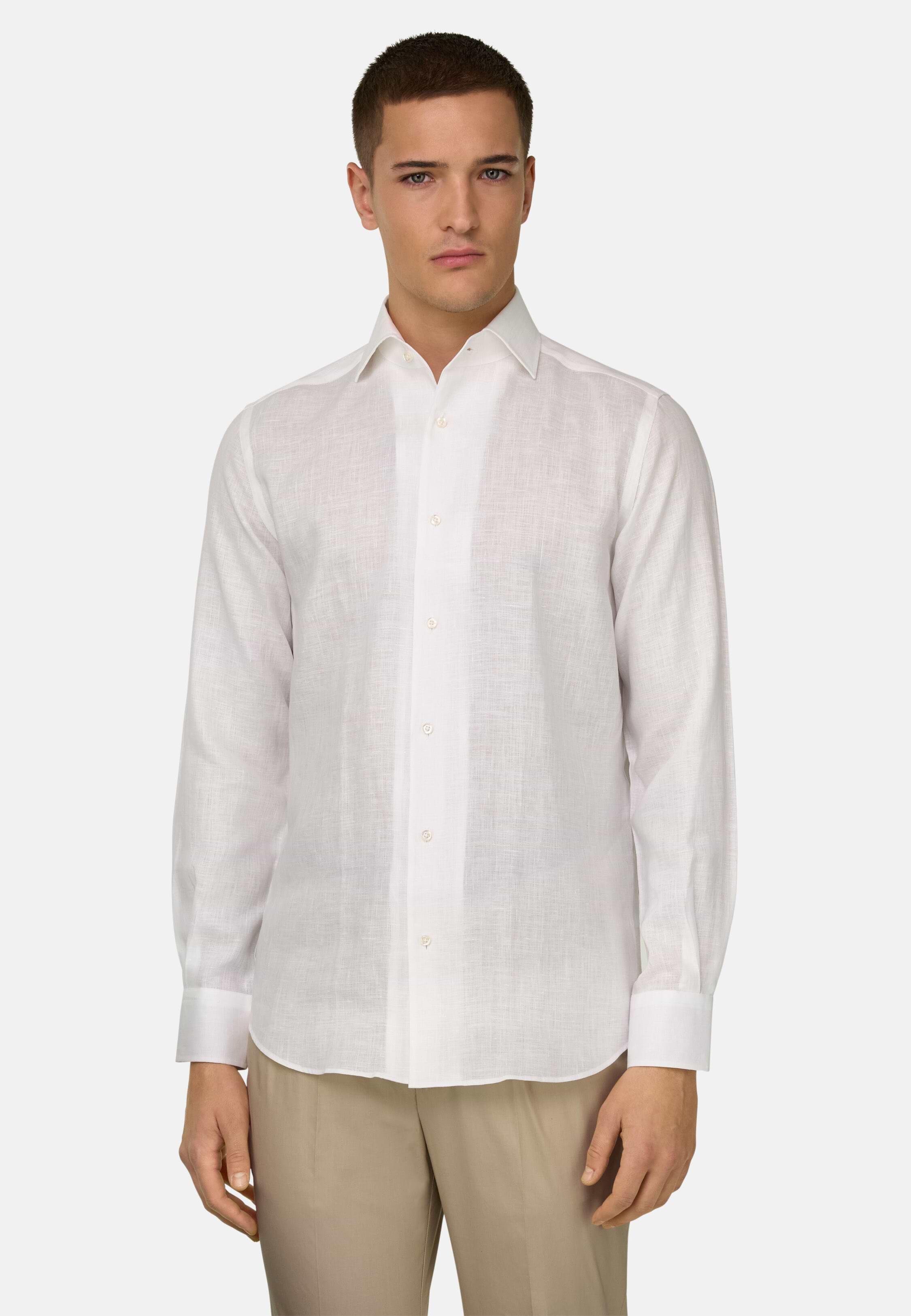 Regular Fit Linen Shirt White, 3901_WHIT, medium