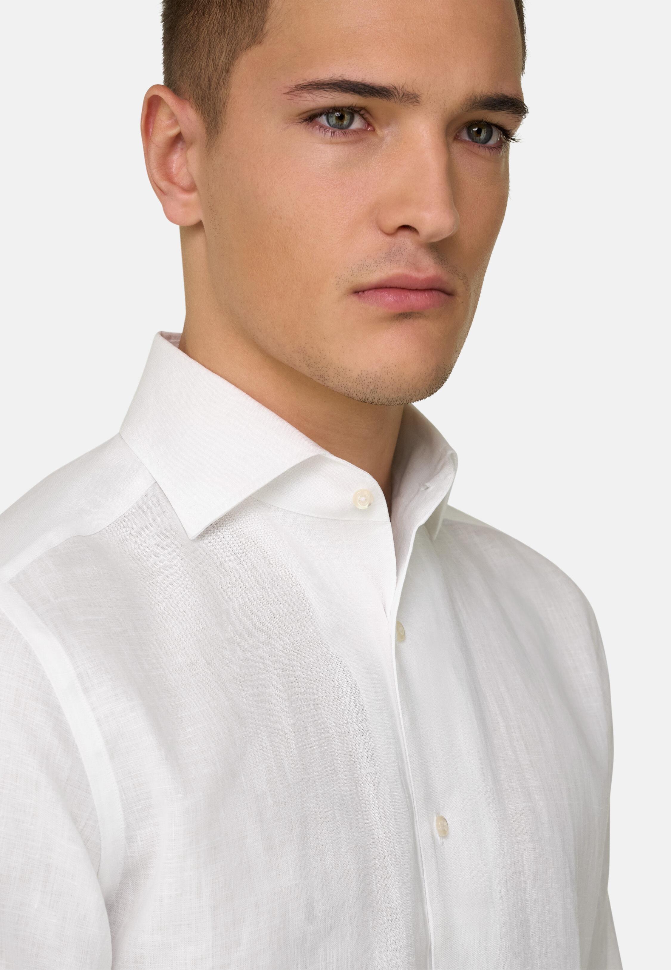 Regular Fit Linen Shirt White, 3901_WHIT, medium