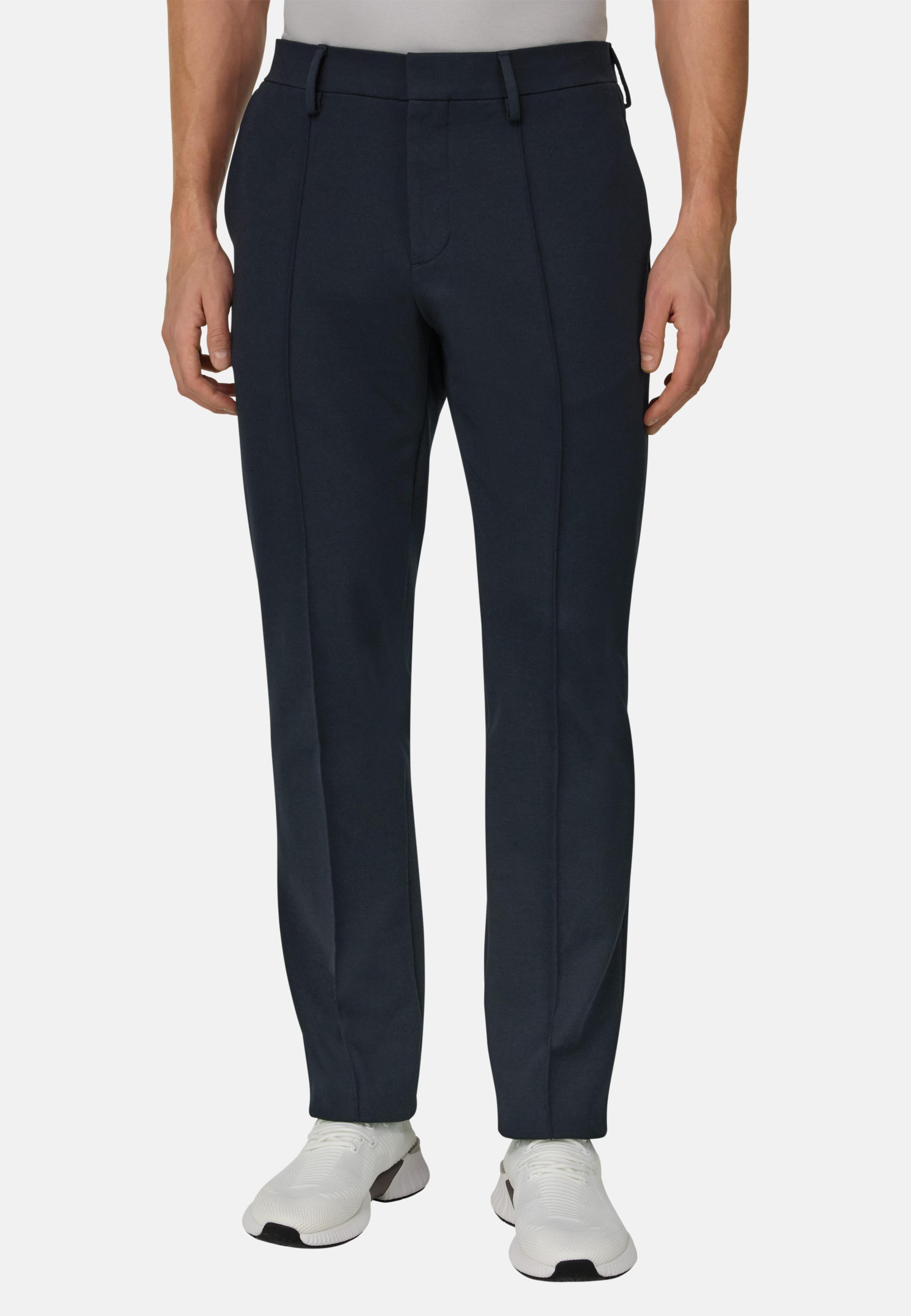 Cotton Blend Jersey Trousers Blue, 3901_NAVY, large image number 0