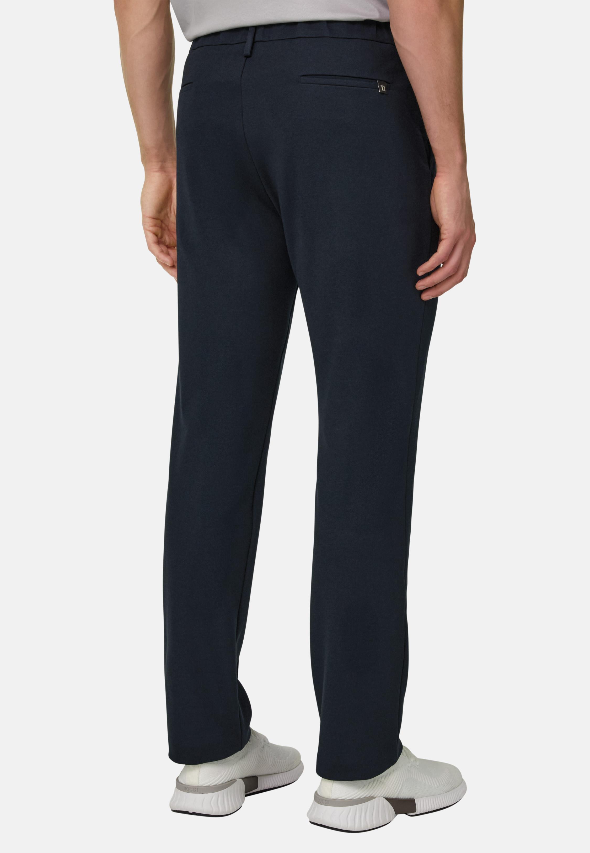 Cotton Blend Jersey Trousers Blue, 3901_NAVY, large image number 2
