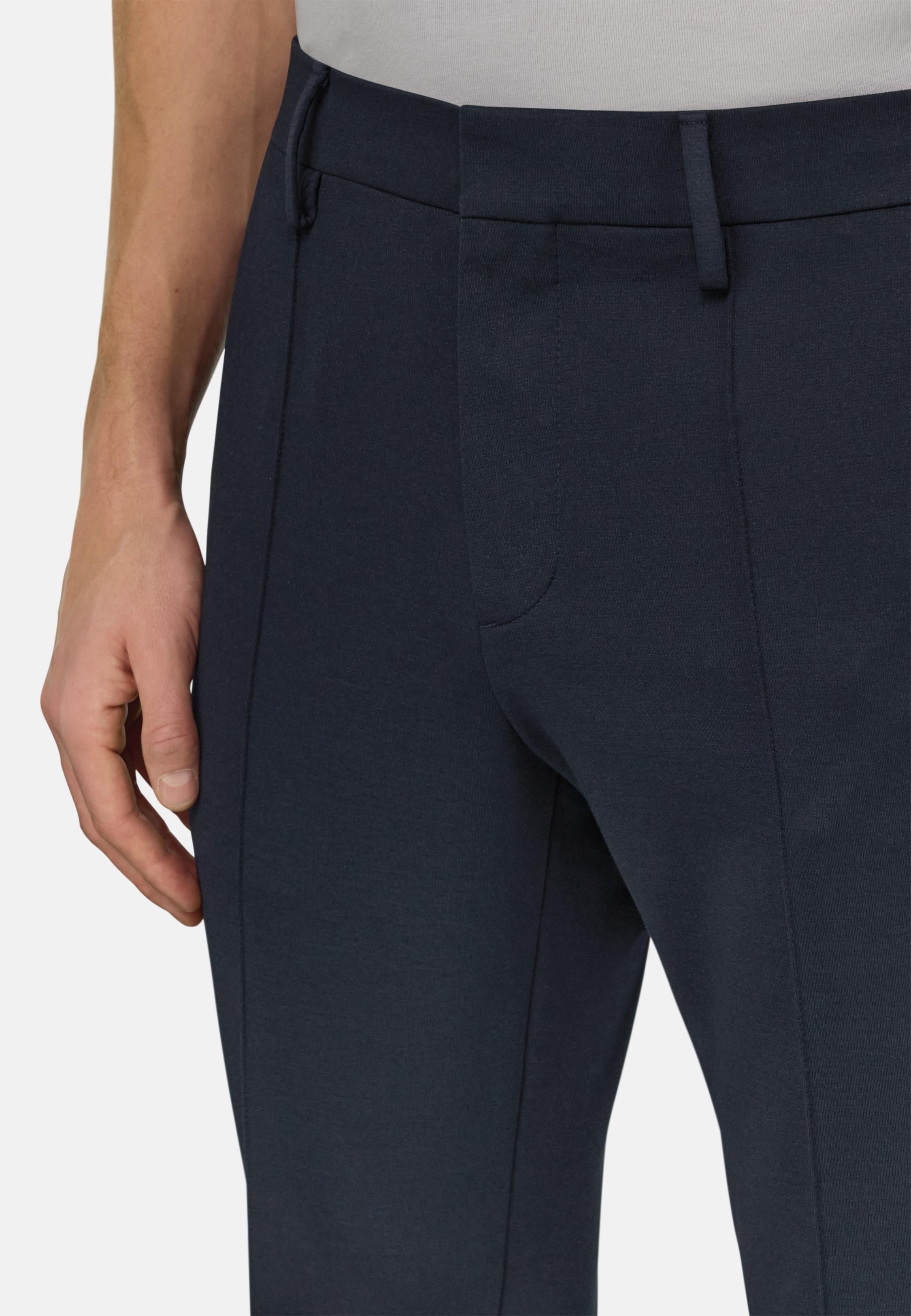 Cotton Blend Jersey Trousers Blue, 3901_NAVY, large image number 3