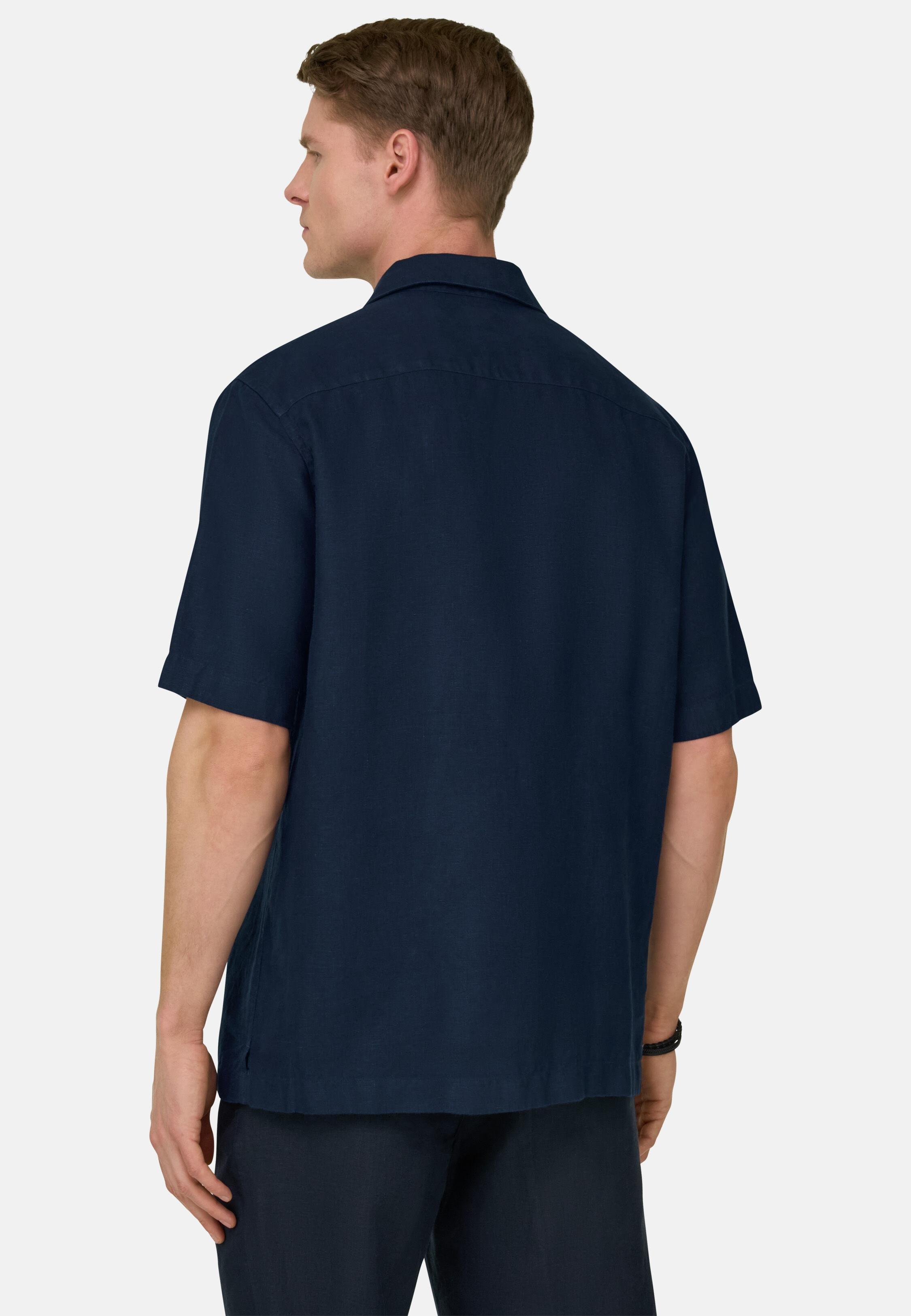 Linen Camp Overshirt Navy blue, Navy blue, medium