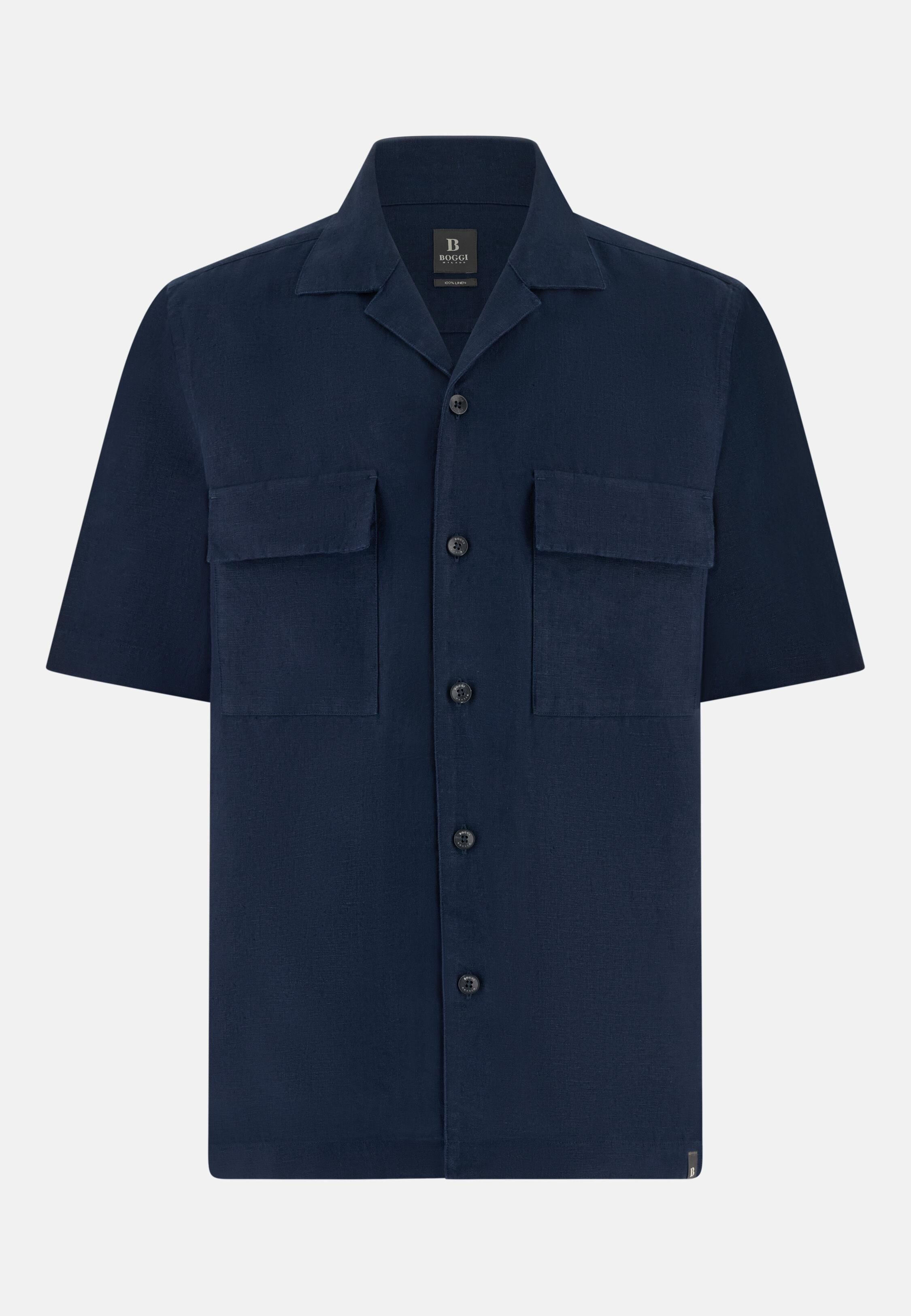 Linen Camp Overshirt Navy blue, Navy blue, large image number 4