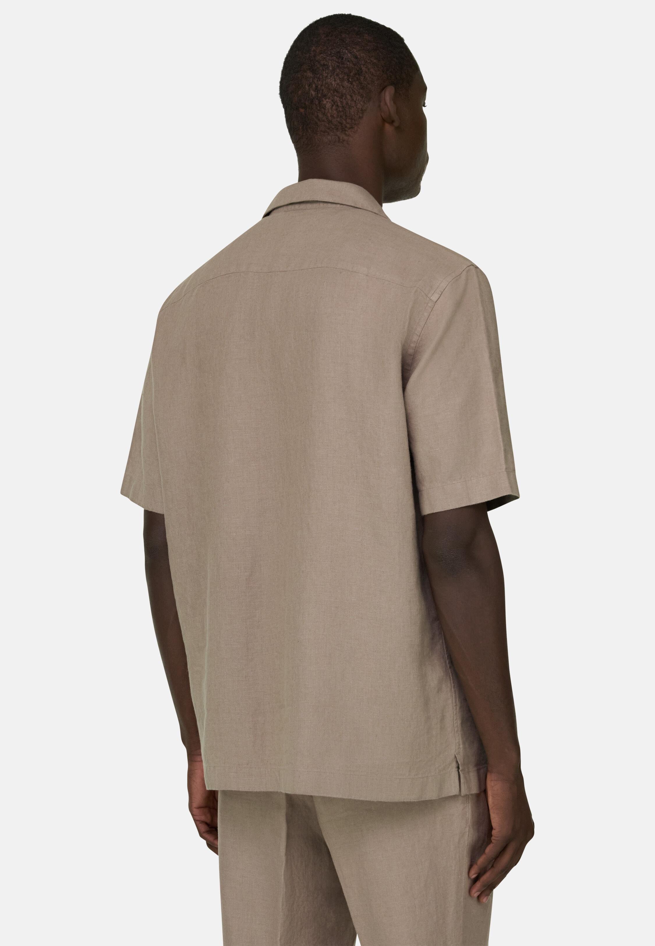 Linen Camp Overshirt Taupe, Taupe, medium