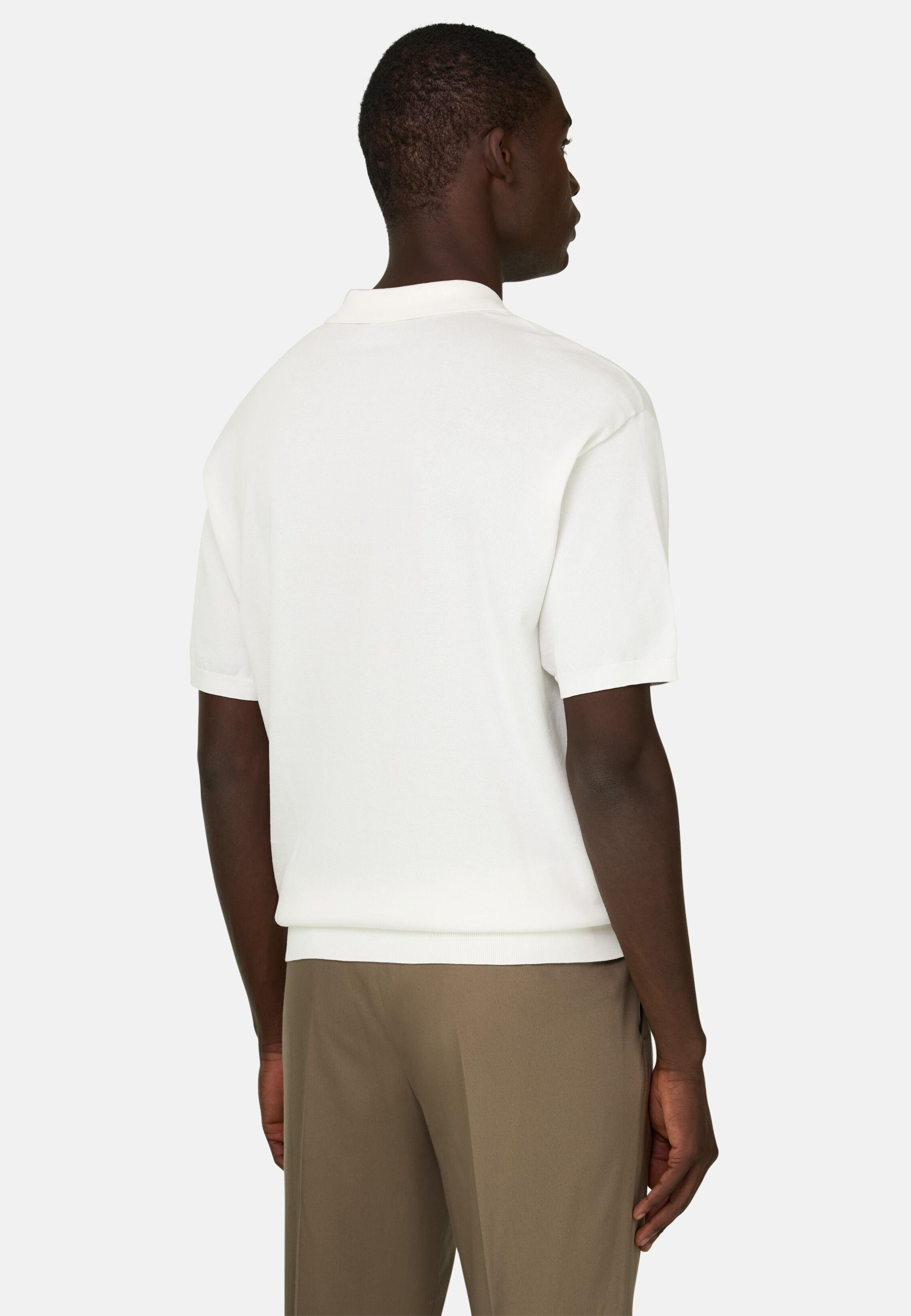 WHIT Cotton and Silk Knitted Polo Shirt, White, large image number 1