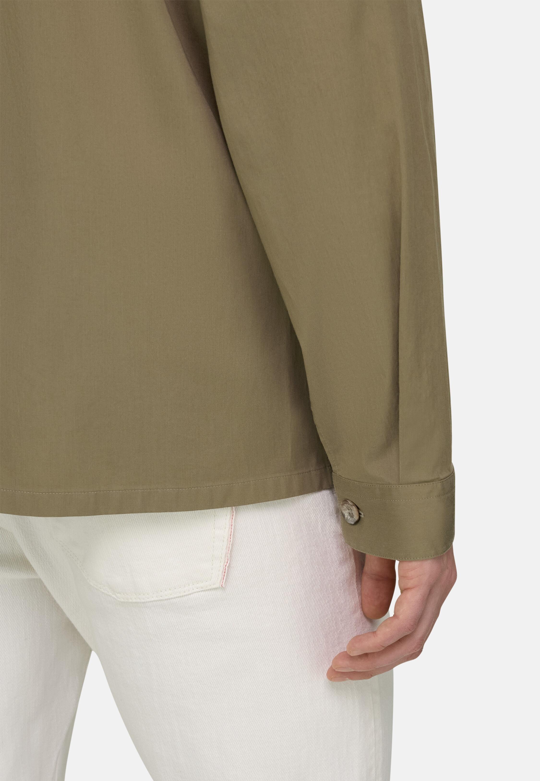Cotton and Tencel Overshirt Beige, Beige, medium