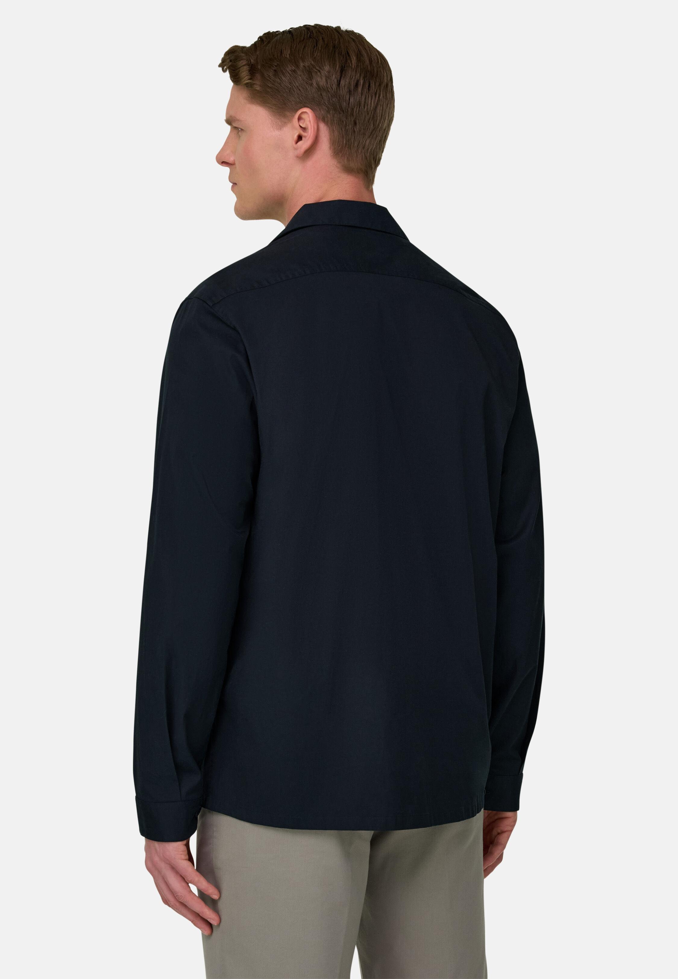 Cotton And Tencel Overshirt Navy, 3901_NAVY, medium