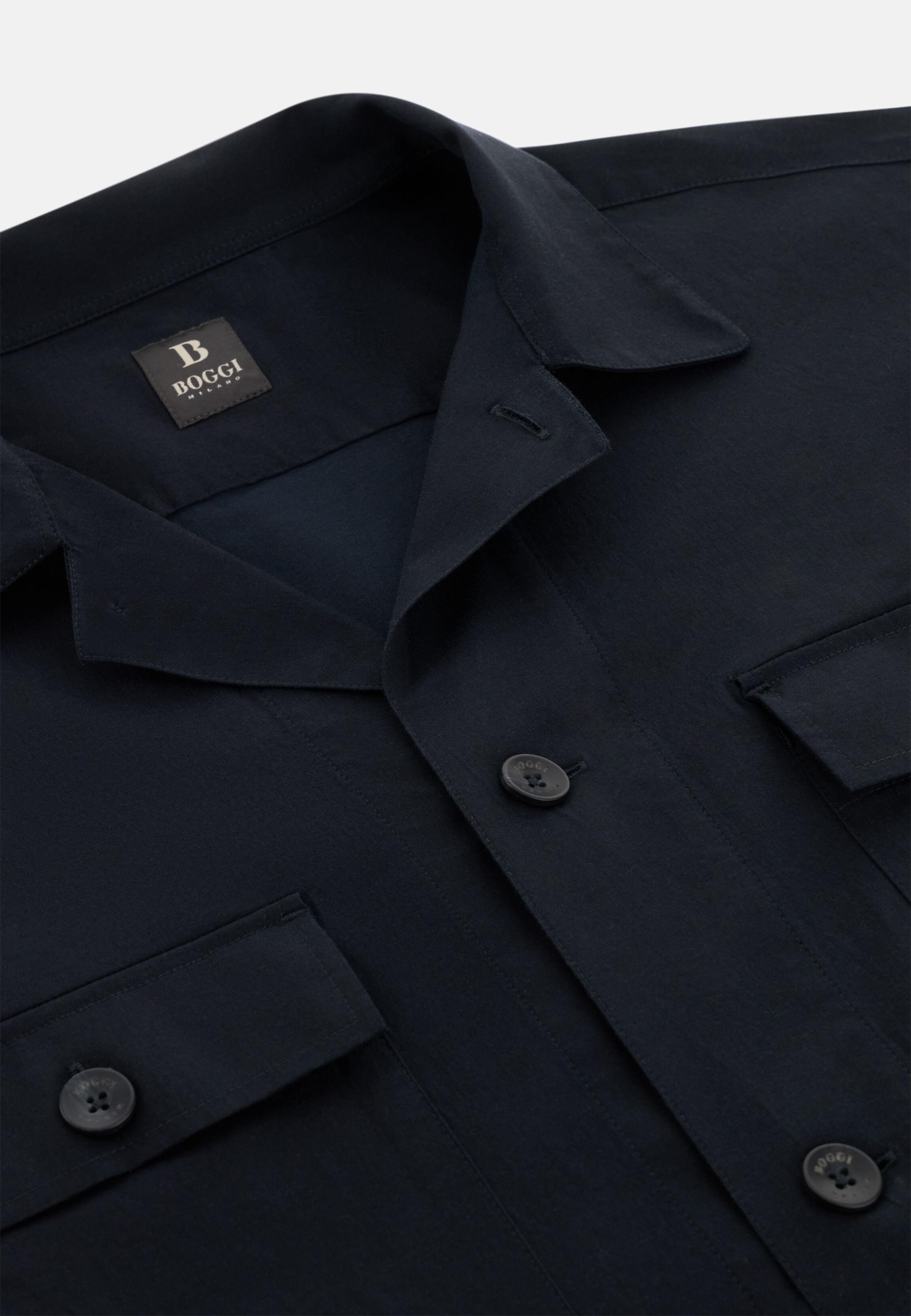 Cotton And Tencel Overshirt Navy, 3901_NAVY, large image number 3