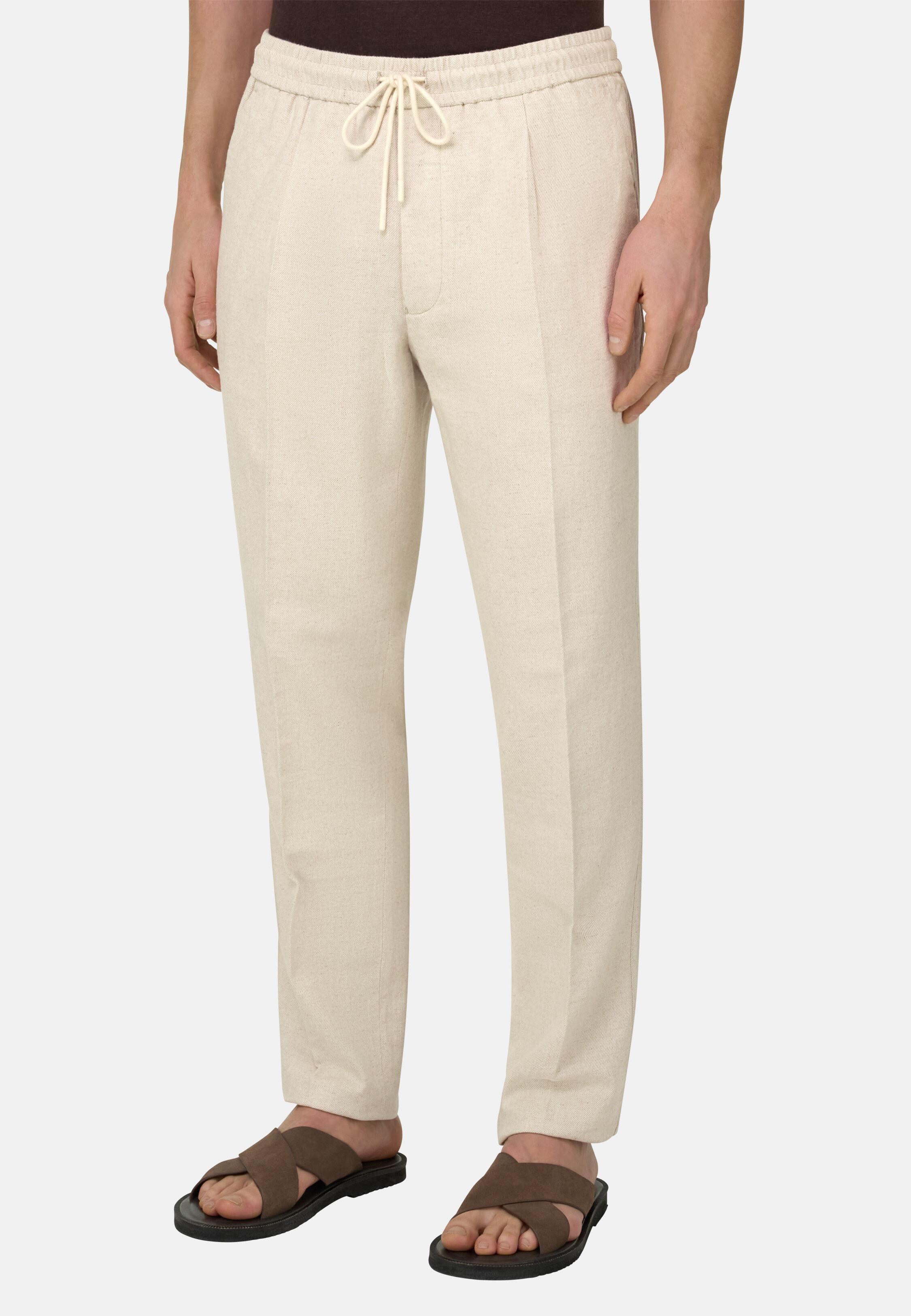 City Trousers in Cotton and Linen Beige, Sand, medium