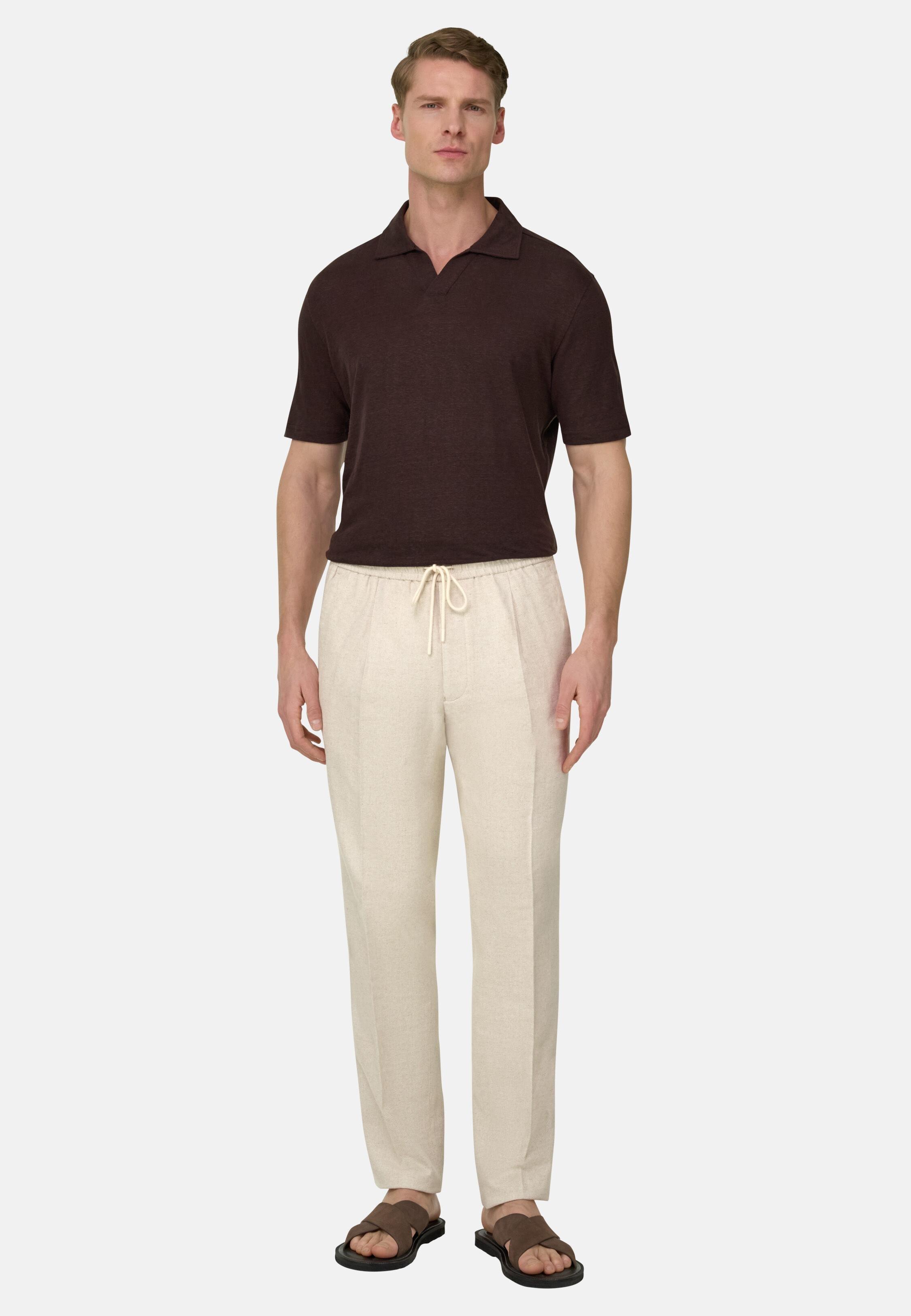 City Trousers in Cotton and Linen Beige, Sand, medium