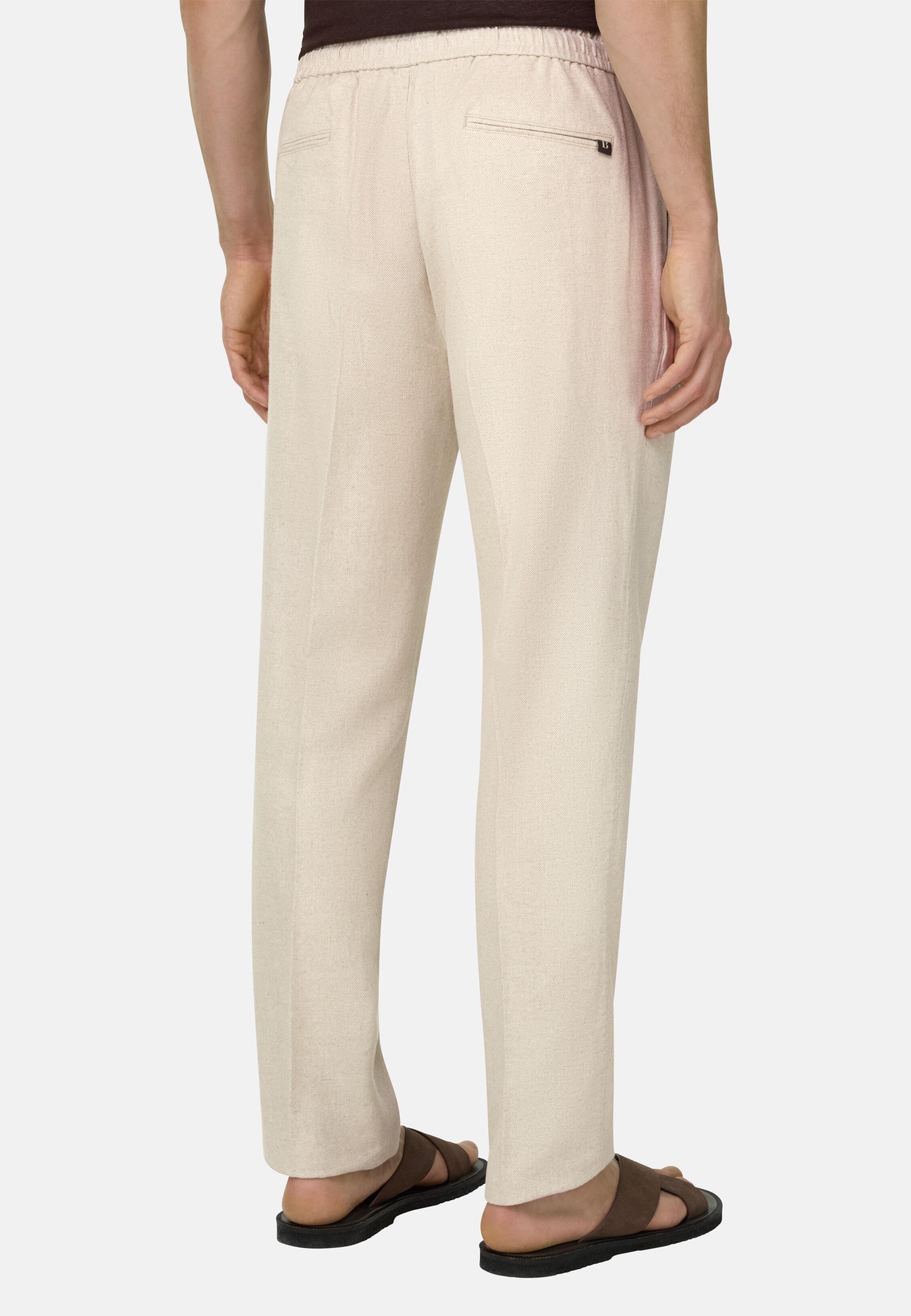 City Trousers in Cotton and Linen Sand, Sand, medium