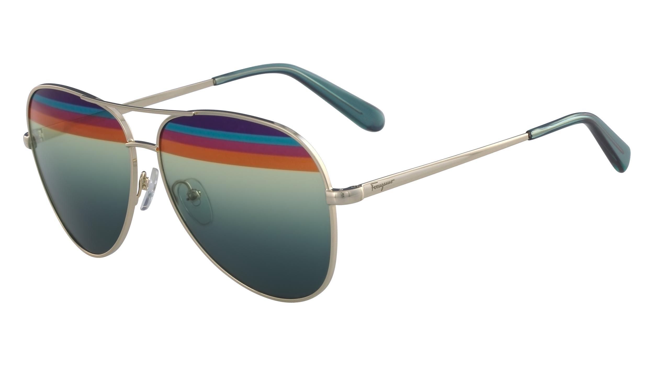 Salvatore Ferragamo Womens Shiny Gold/Pertol Sunglasses, SF172S-712, , large image number 1