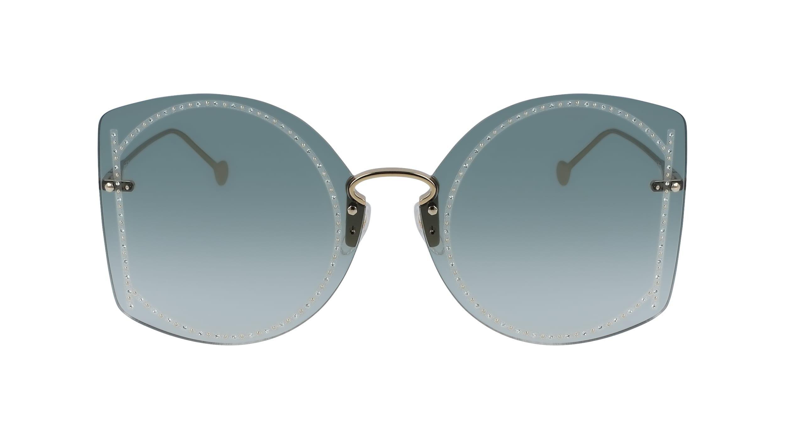 SALVATORE FERRAGAMO - Ferragamo Women Gold Modified Rectangle Sunglasses - Sf196Sr