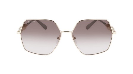 SALVATORE FERRAGAMO - Ferragamo Women Gold Modified Rectangle Sunglasses - Sf291S