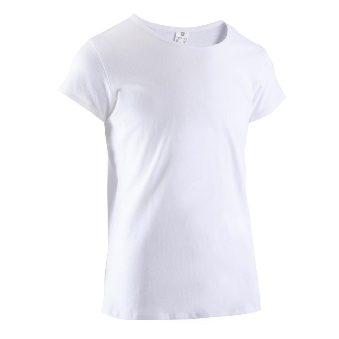 Girls Short-Sleeved Gym T-Shirt, White, No Color, large image number 0