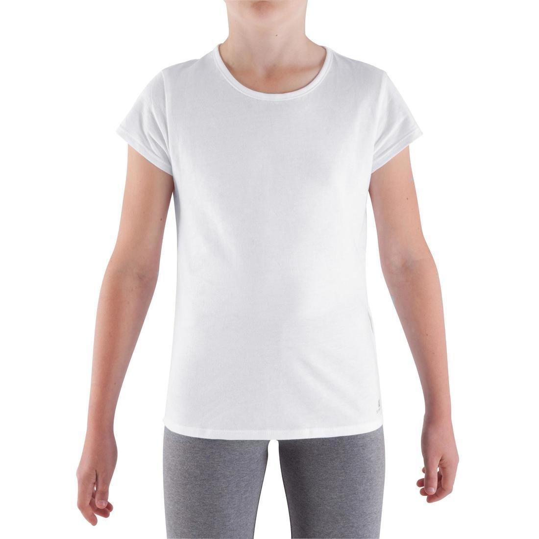 Girls Short-Sleeved Gym T-Shirt, White, No Color, large image number 4