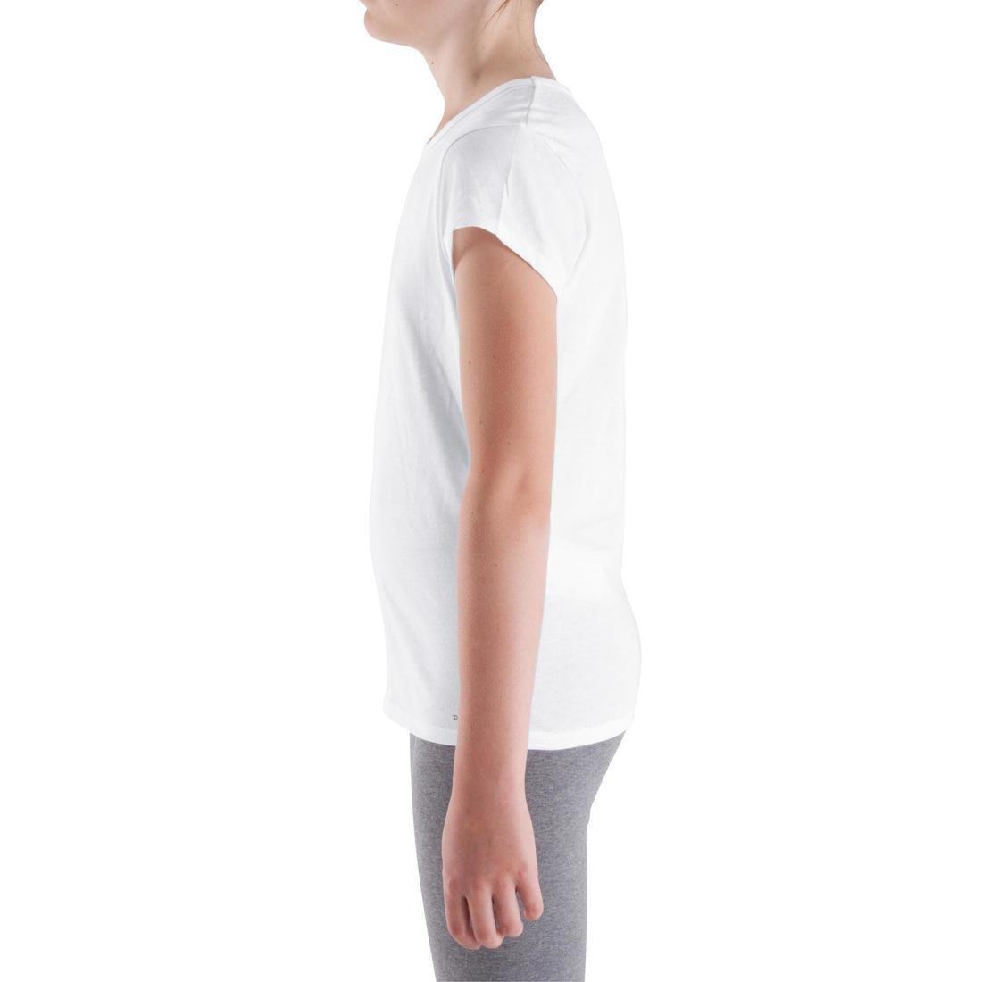 DOMYOS - 12-13 Years  Girls' Short-Sleeved Gym T-Shirt - White Title
