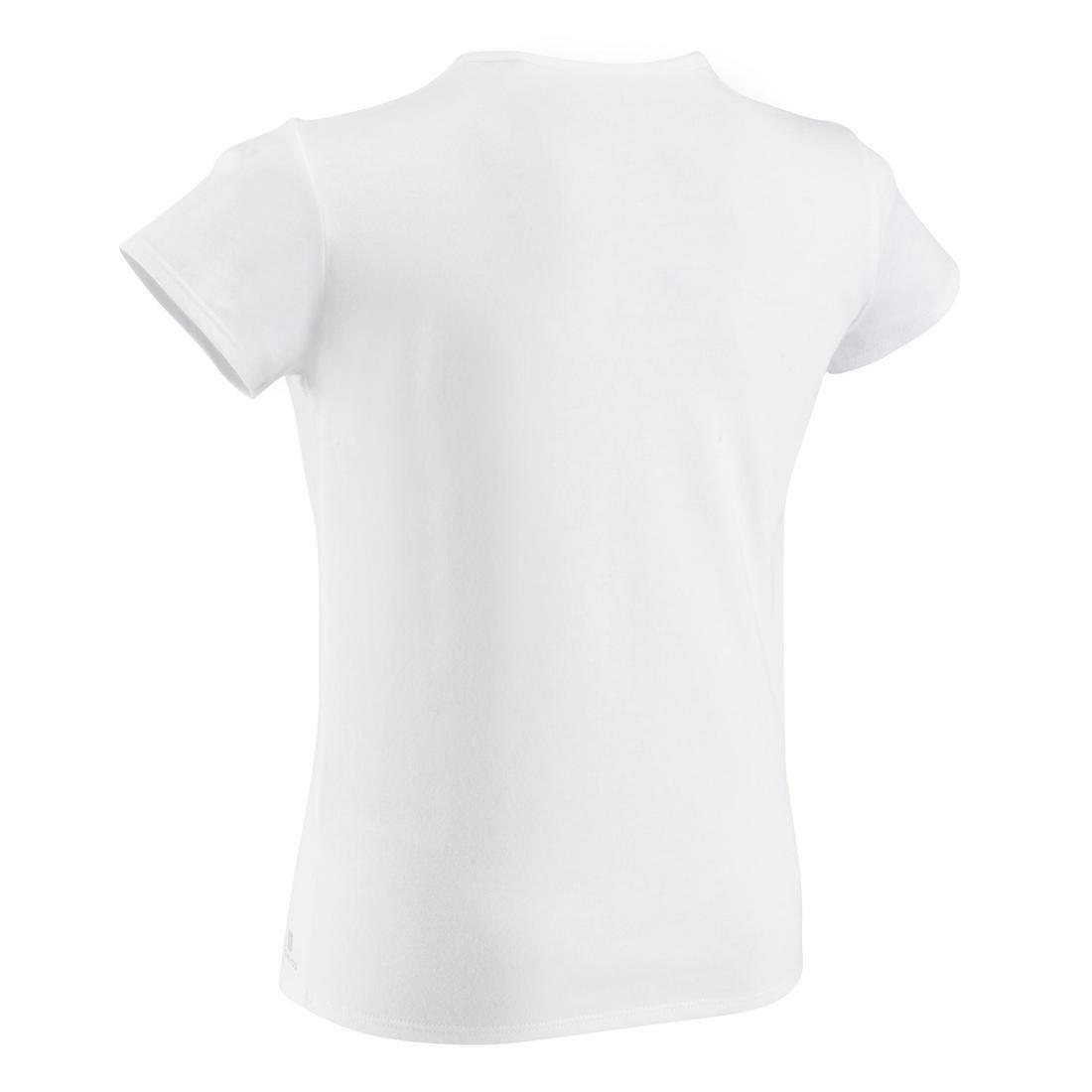 Girls Short-Sleeved Gym T-Shirt, White, No Color, large image number 7