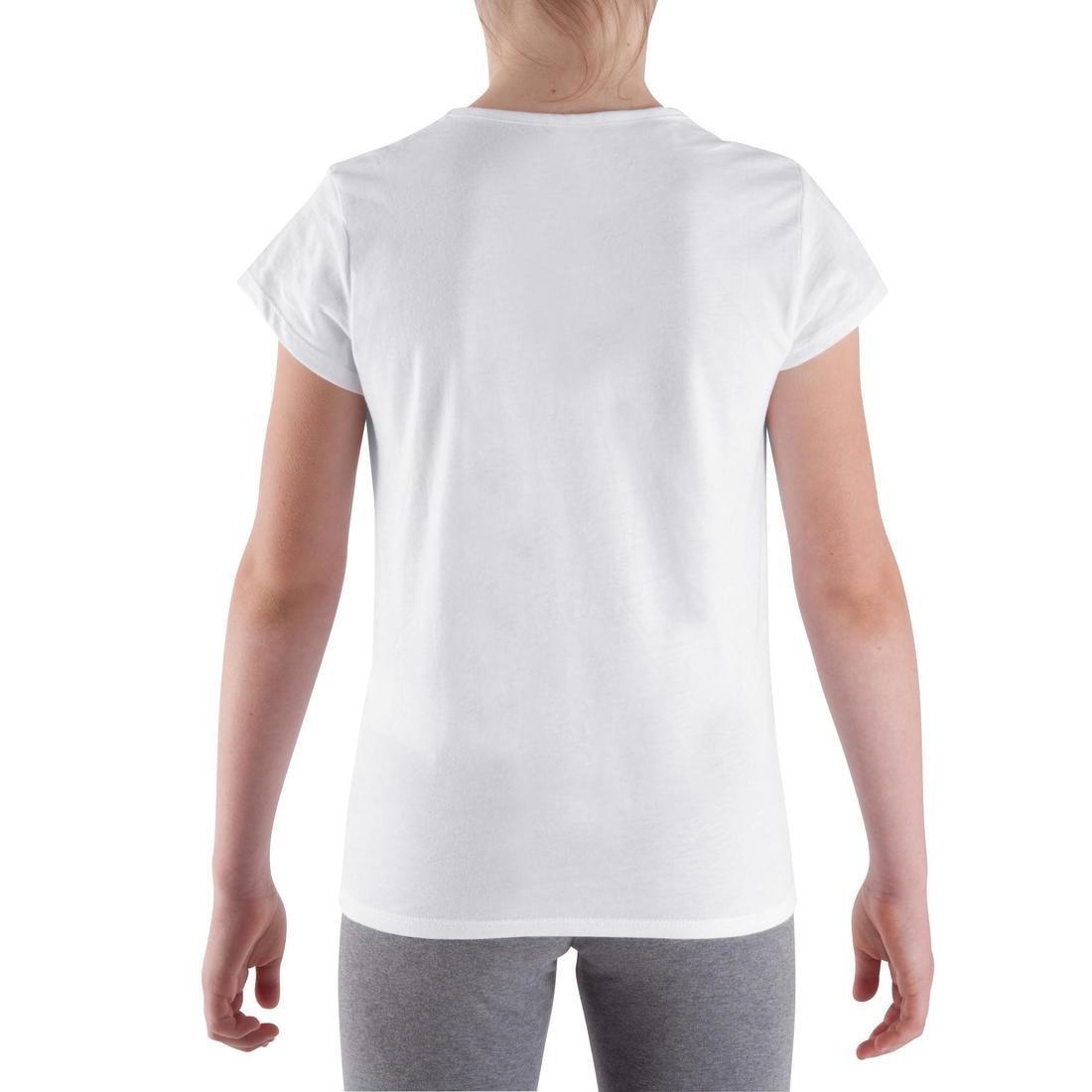 Girls Short-Sleeved Gym T-Shirt, White, No Color, large image number 9