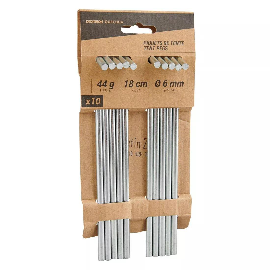 QUECHUA - Pack of 10 Steel Tent Pegs