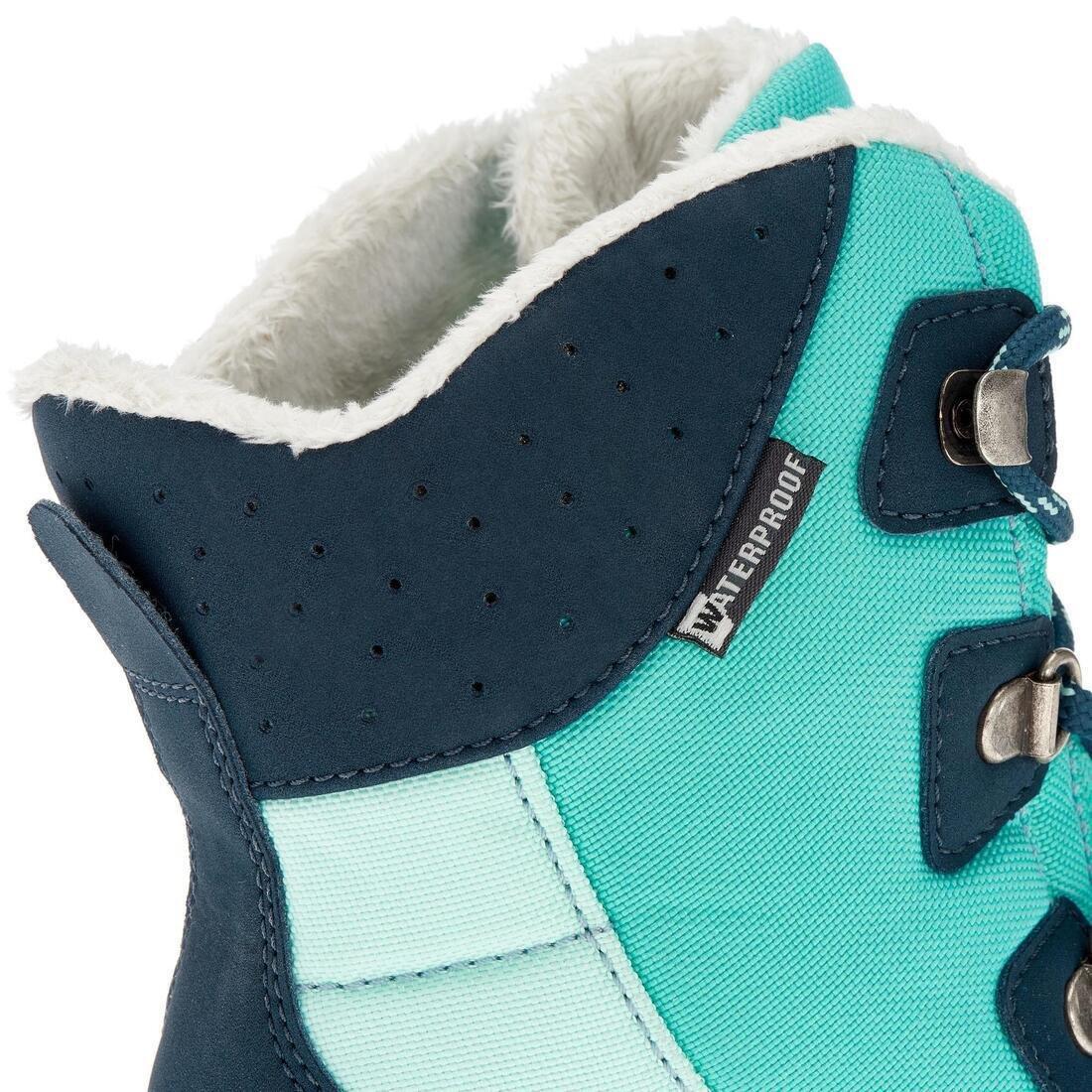 EU 38  Children's Warm Waterproof Hiking Boots - SH500 Warm High Laces, Black, No Color, large image number 8