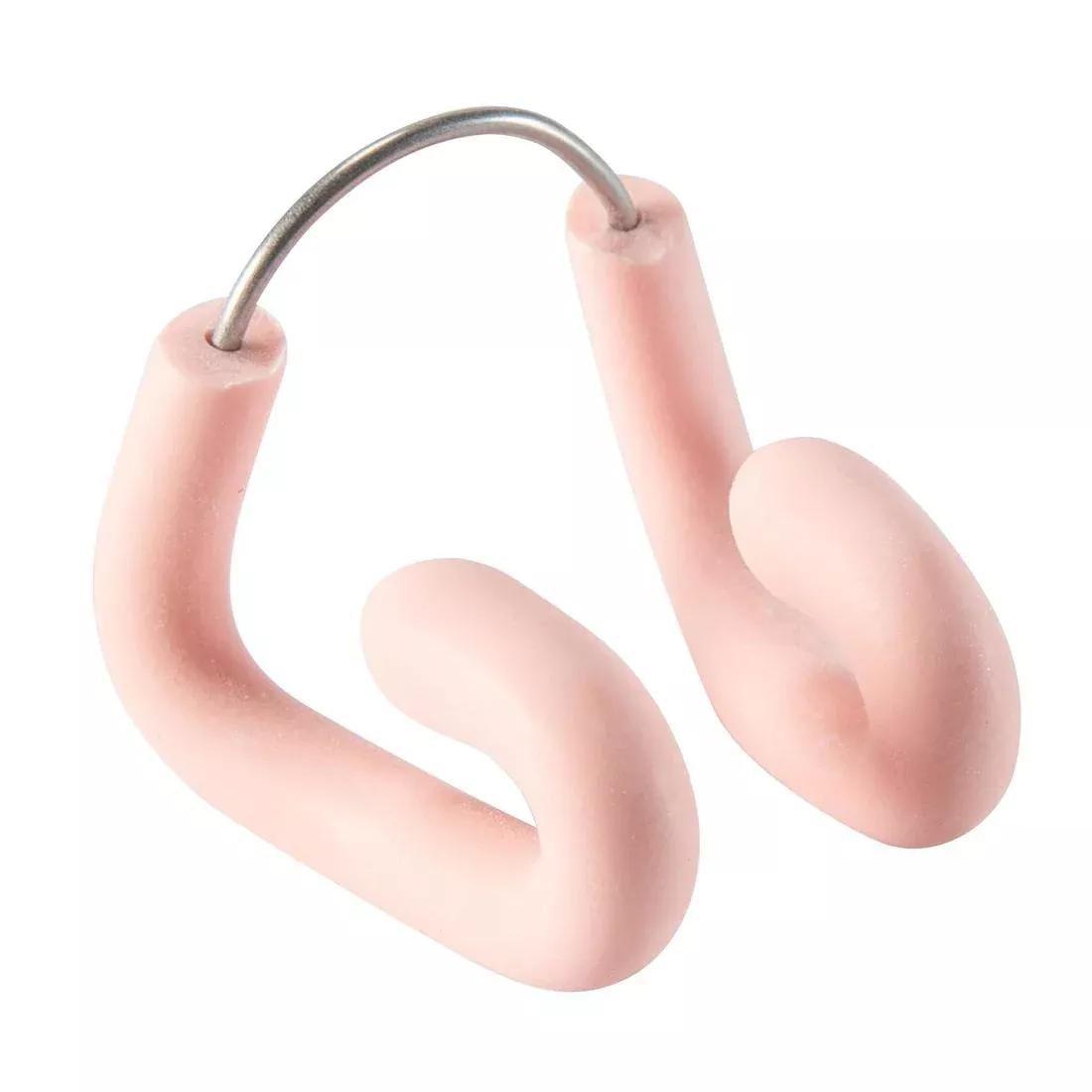 Swimming Adjustable Stainless Steel-Latex Nose Clip, Fluo Pale Peach, No Color, large