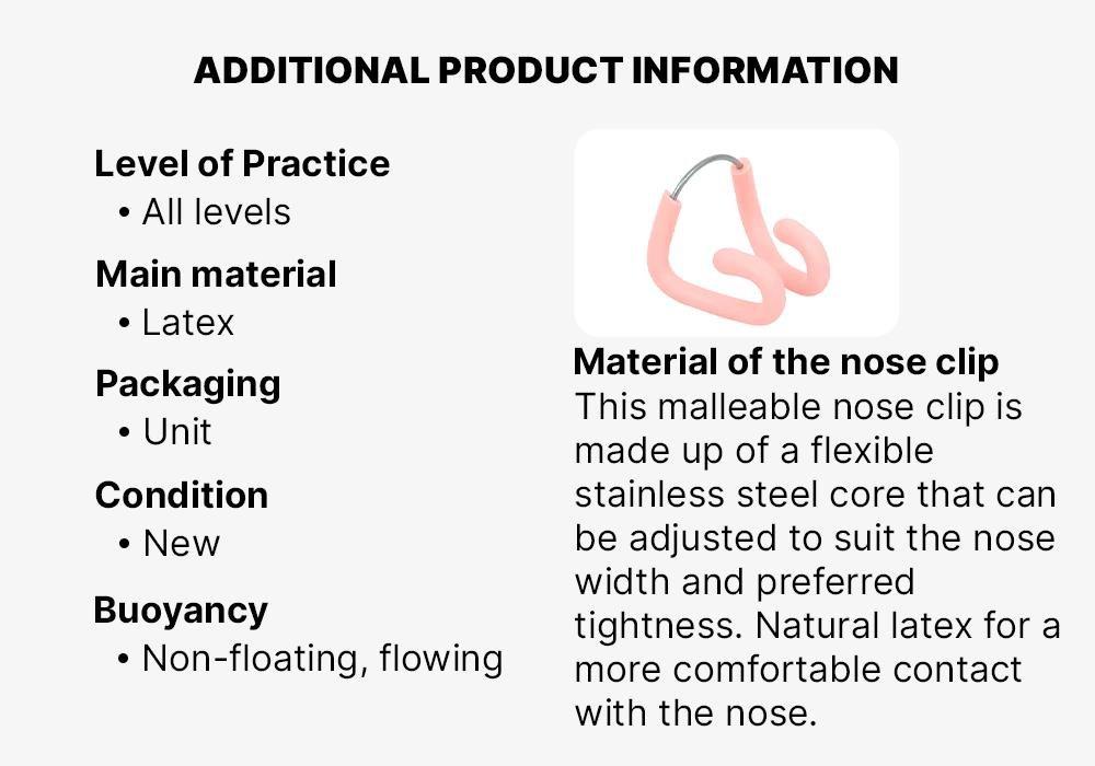 Swimming Adjustable Stainless Steel-Latex Nose Clip, Fluo Pale Peach, No Color, large image number 5