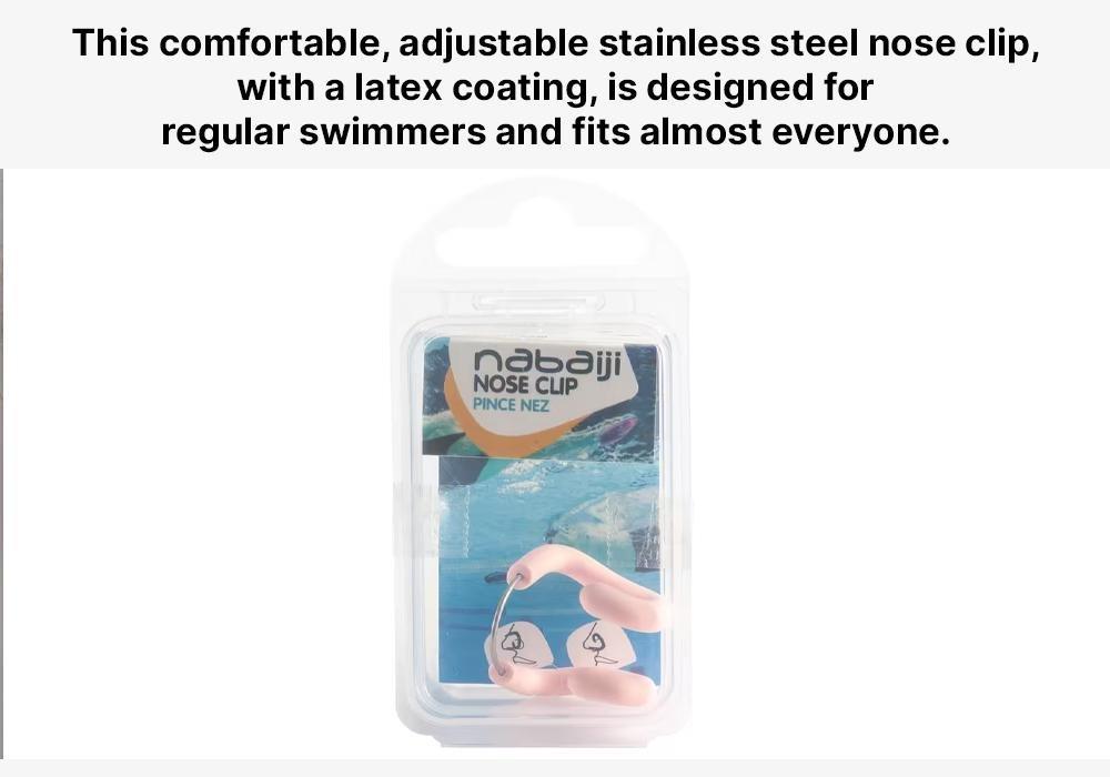 Swimming Adjustable Stainless Steel-Latex Nose Clip, Fluo Pale Peach, No Color, large image number 7
