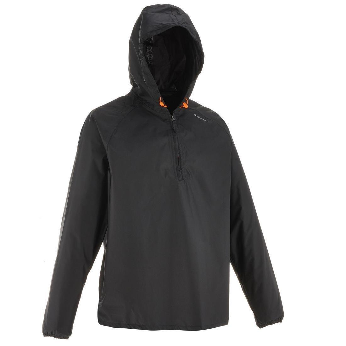 M/L Men's Country Walking Raincoat - Nh100 Raincut Demi Zip, Black, No Color, large image number 0