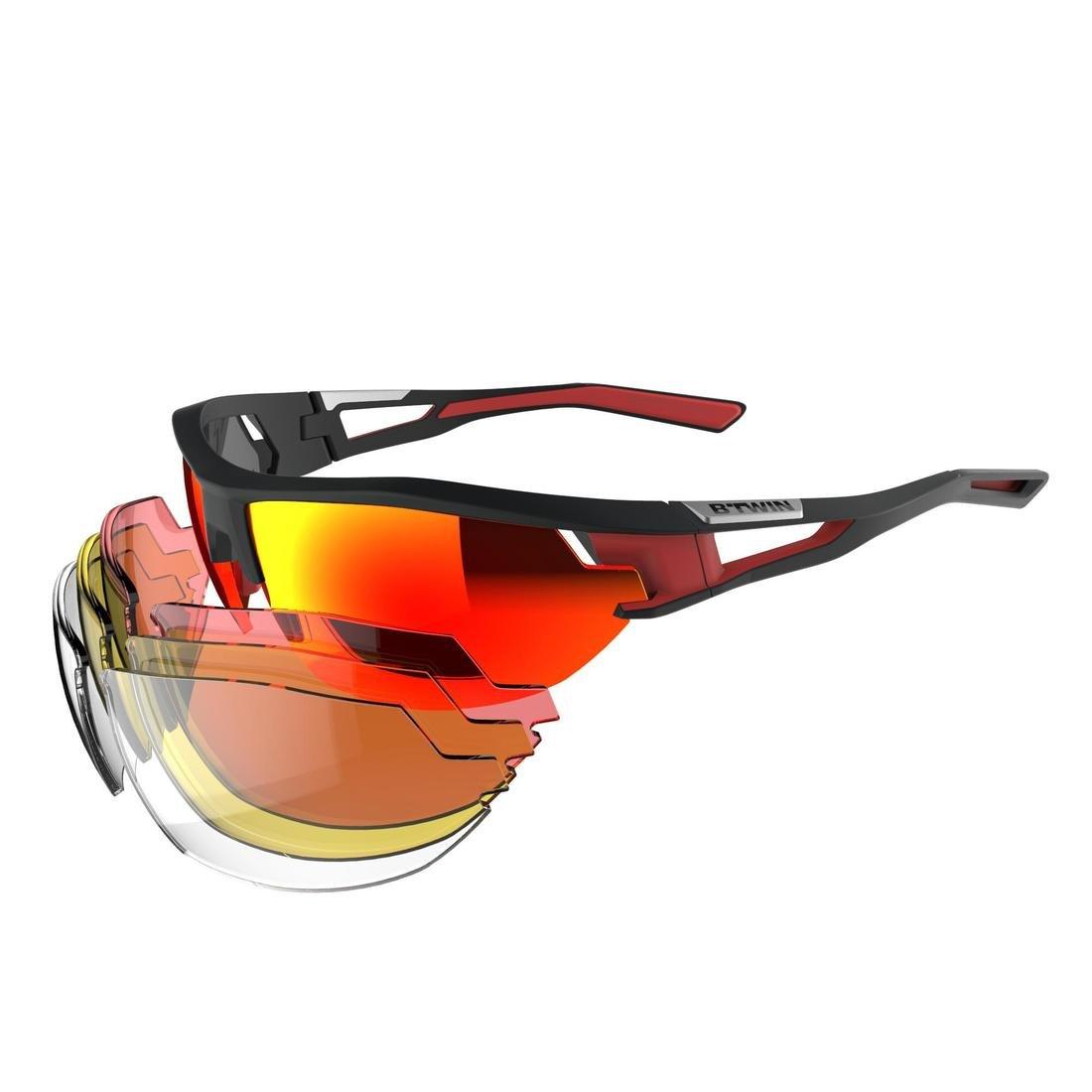 BLACK MOAB sunglasses cycling & running adult black & red interchangeable lenses, No Color, large image number 1