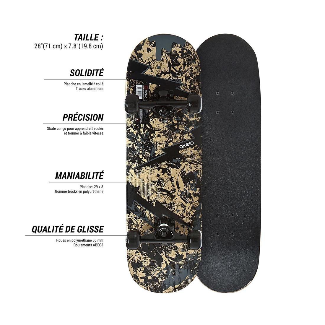 Kids Ages 5 To 7 Skateboard Mid 100, Black, , large image number 9
