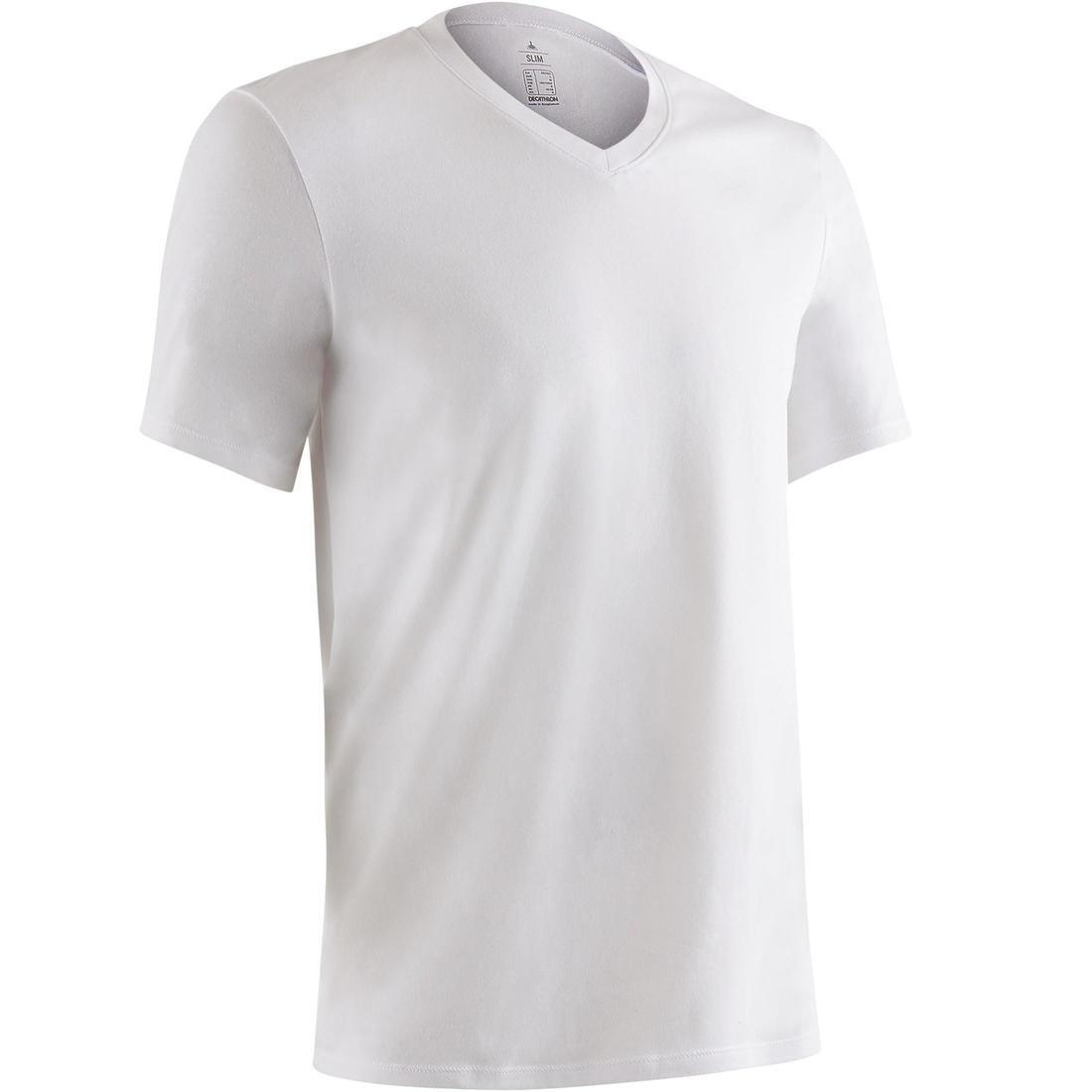 Active Slim-Fit Short-Sleeved Fitness T-Shirt, Snow White, No Color, large image number 0